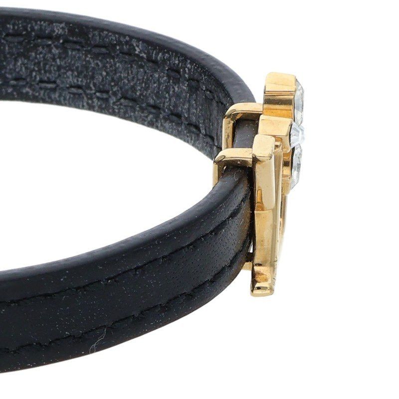 Louis Vuitton Louis Vuitton Leather Bangle Black x Gold (Silver 7.85g) Size ONE SIZE - 3 Thumbnail