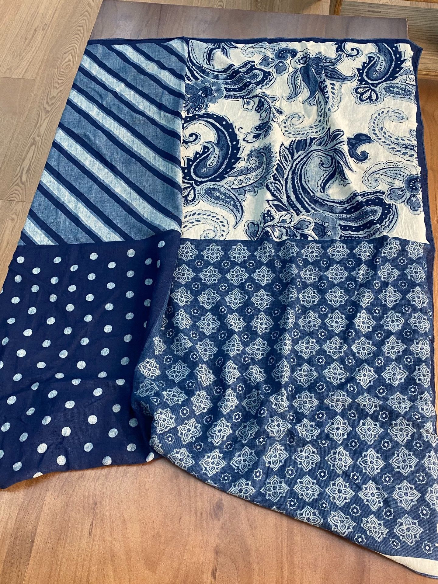 45rpm 45R Indigo Dyed Square Scarf Shawl Size ONE SIZE - 4 Thumbnail