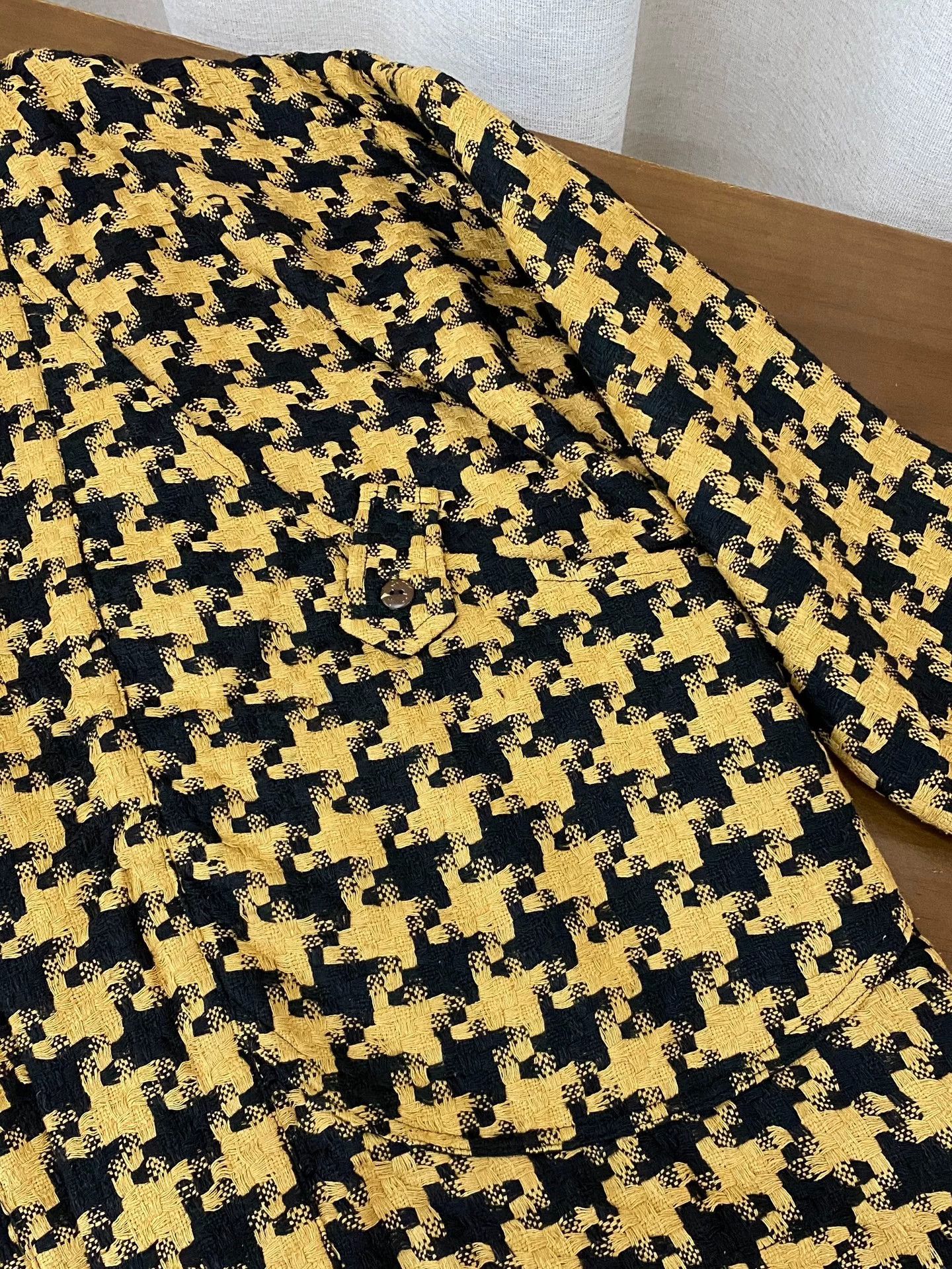 Other Plant-dyed Tussah Silk Houndstooth Coat Size M / US 6-8 / IT 42-44 - 3 Thumbnail