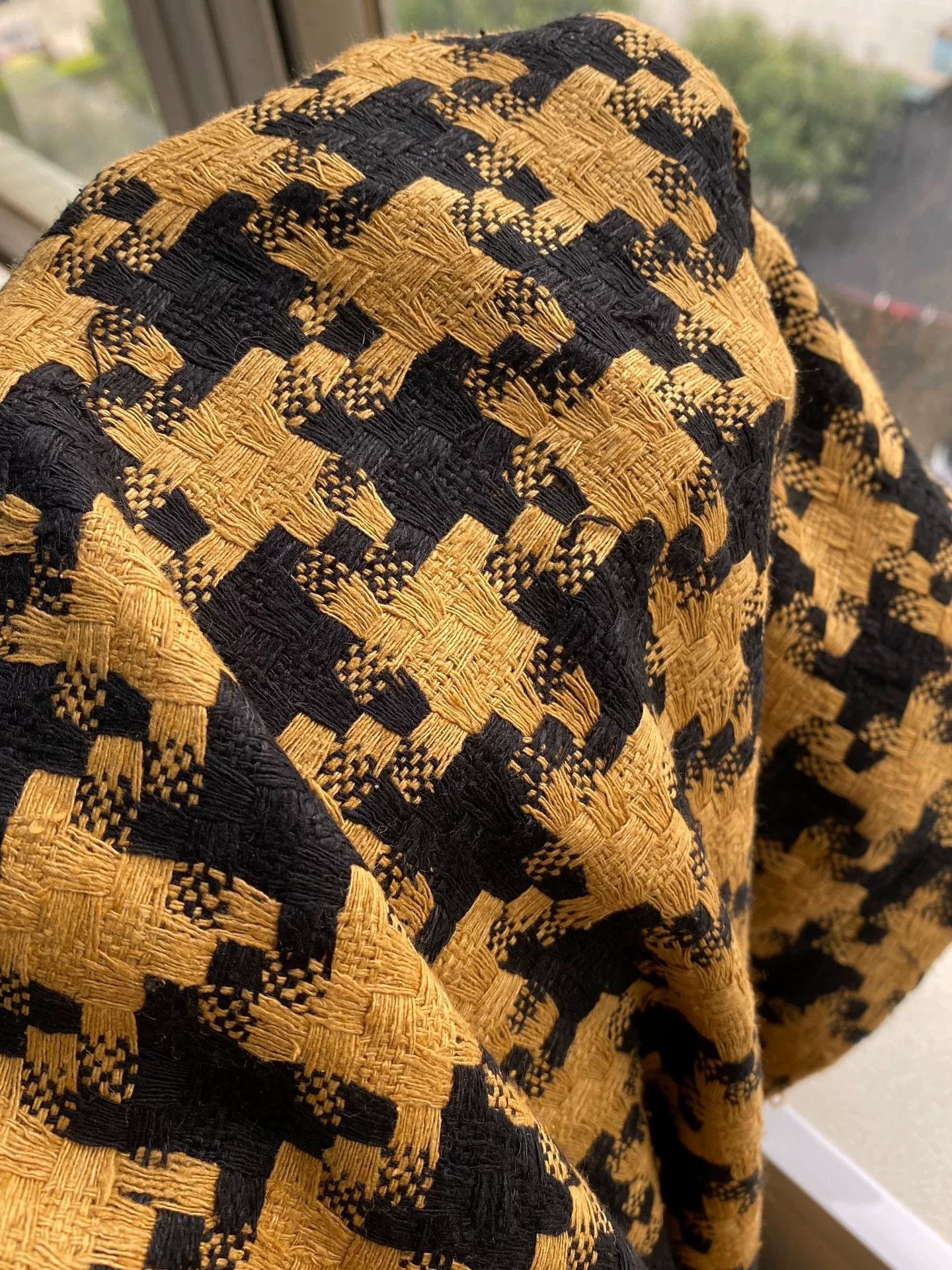 Other Plant-dyed Tussah Silk Houndstooth Coat Size M / US 6-8 / IT 42-44 - 7 Thumbnail