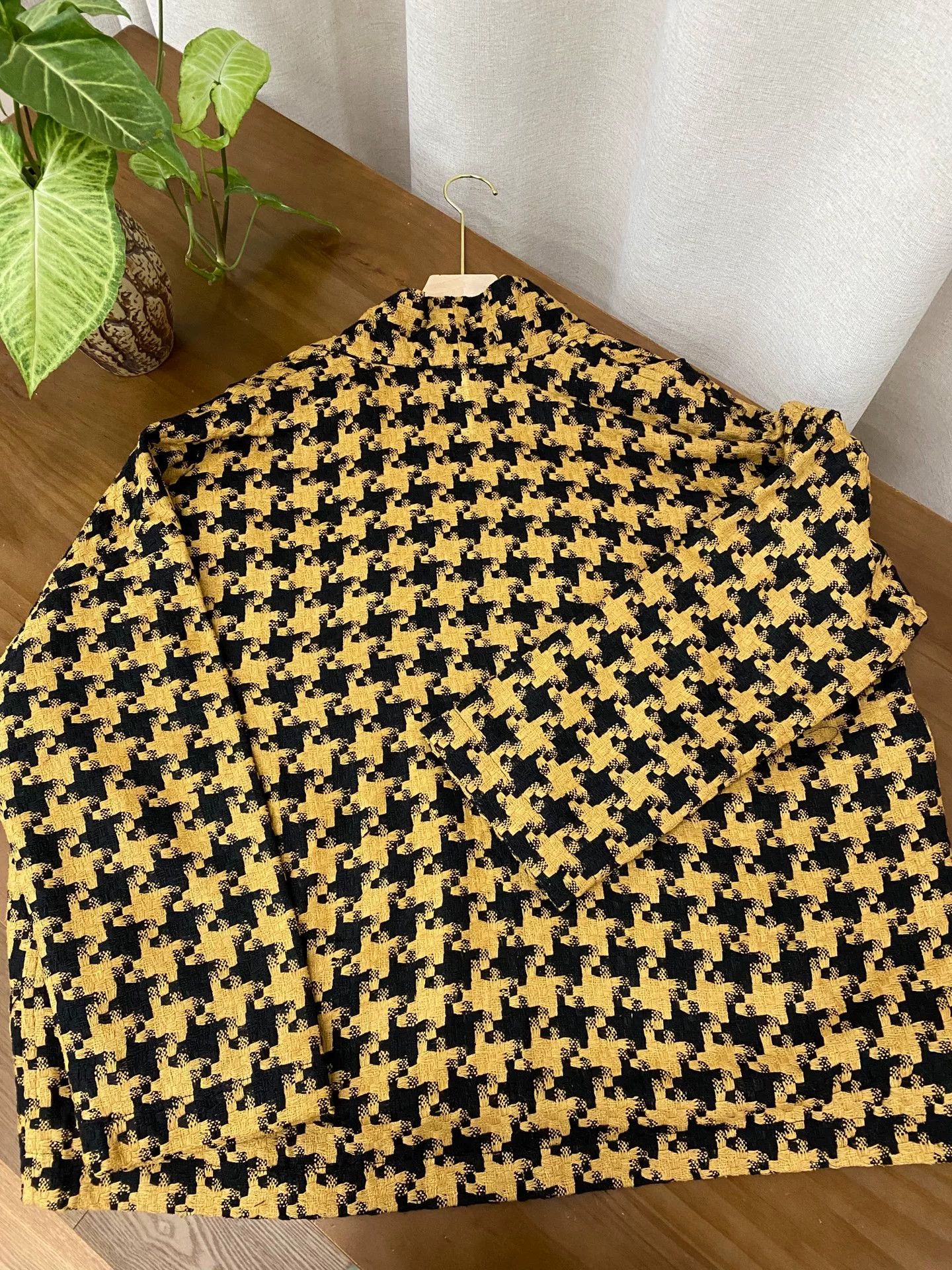 Other Plant-dyed Tussah Silk Houndstooth Coat Size M / US 6-8 / IT 42-44 - 4 Thumbnail