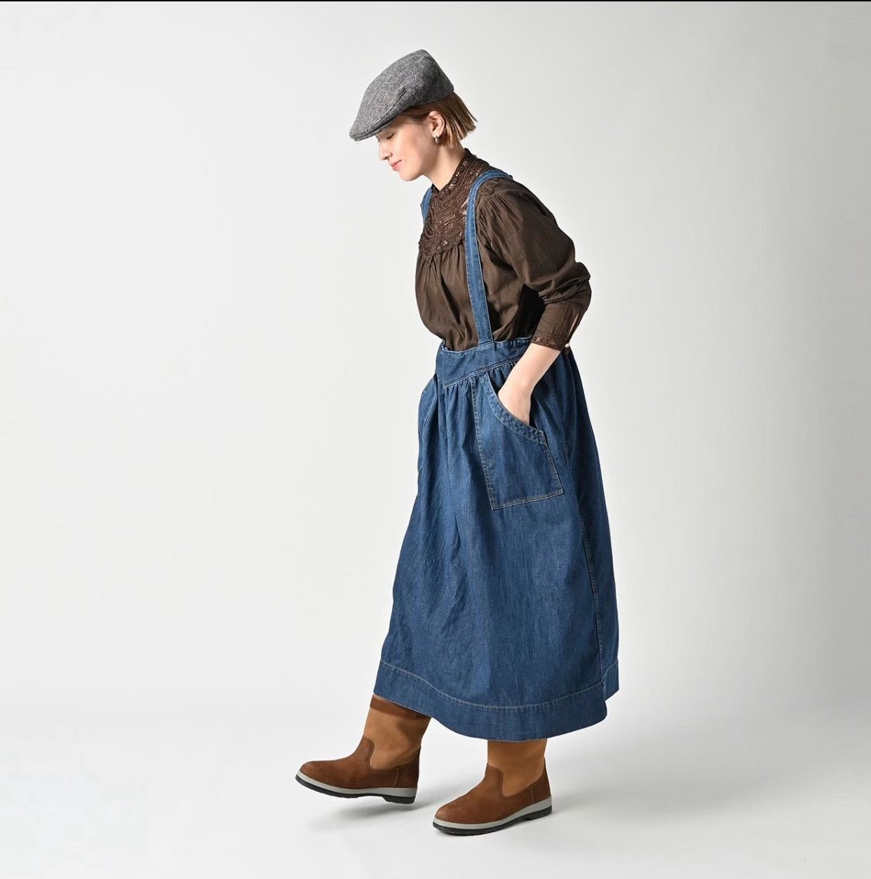 45rpm 45R Denim Pinafore Skirt Size 24" / US 00 / IT 34 - 3 Thumbnail