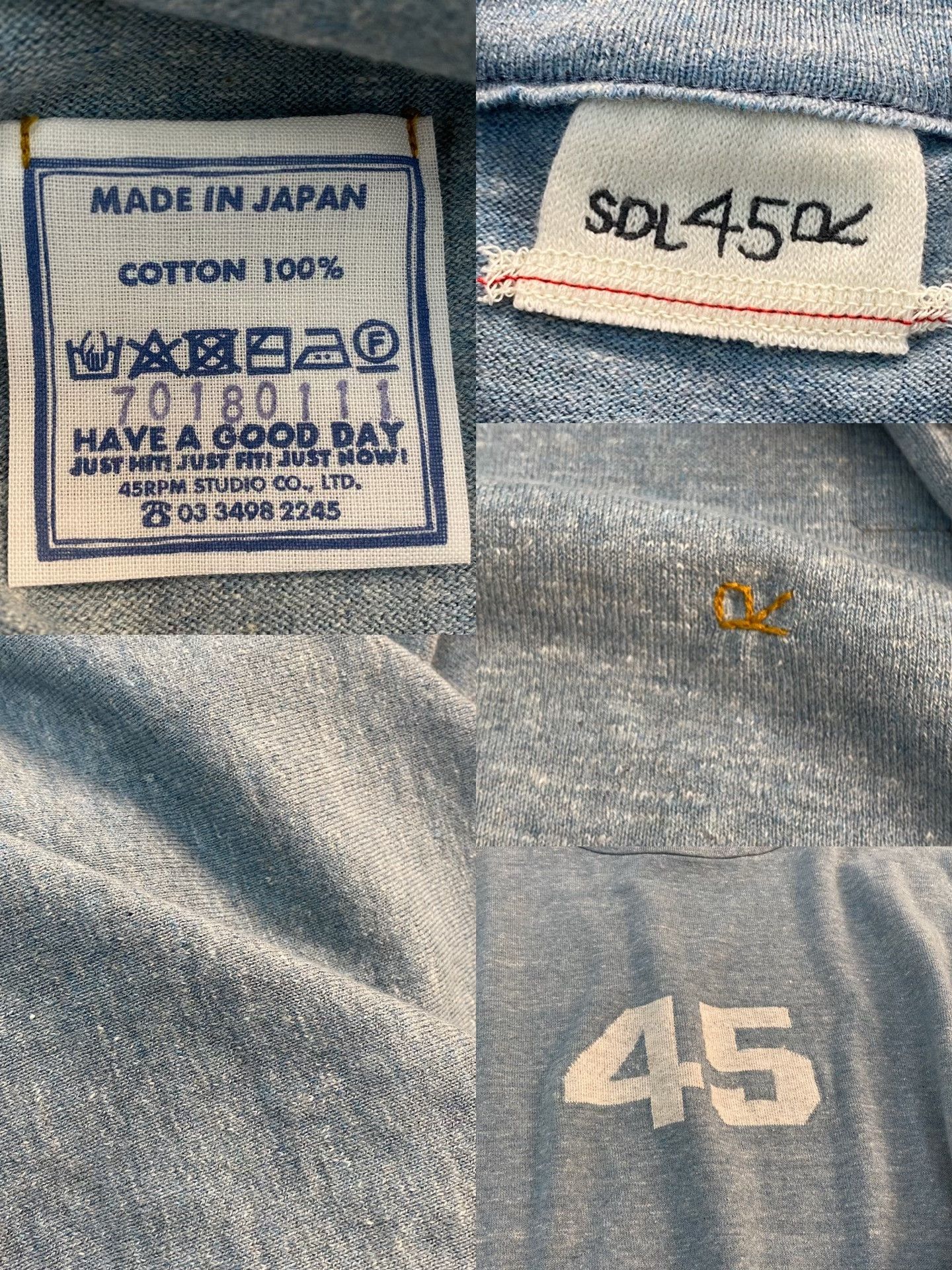 45rpm 45R Blue Drop-Shoulder Loose T-shirt Size US M / EU 48-50 / 2 - 5 Thumbnail