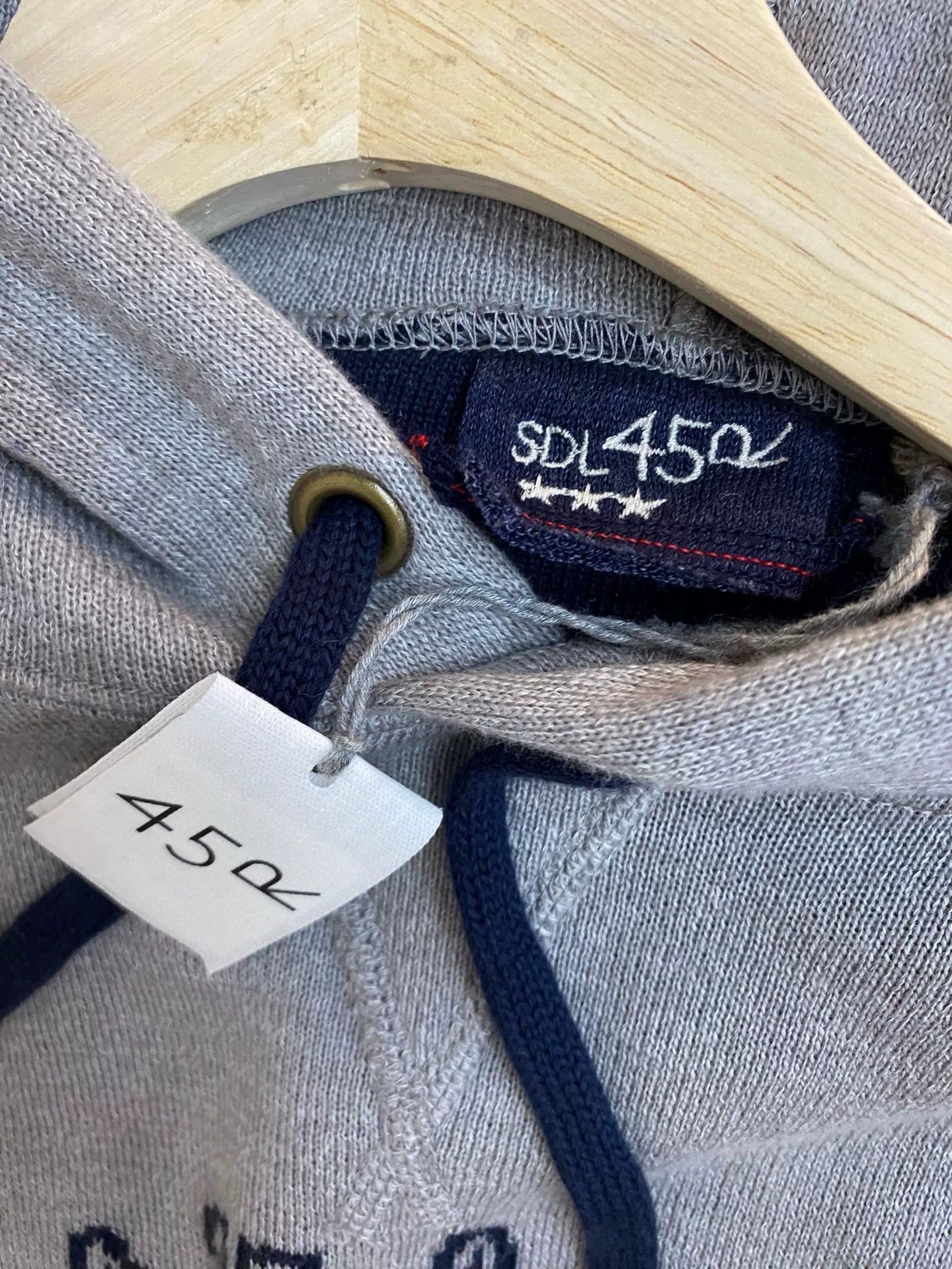 45rpm 45R Gray College Hoodie Pullover Size US L / EU 52-54 / 3 - 5 Thumbnail