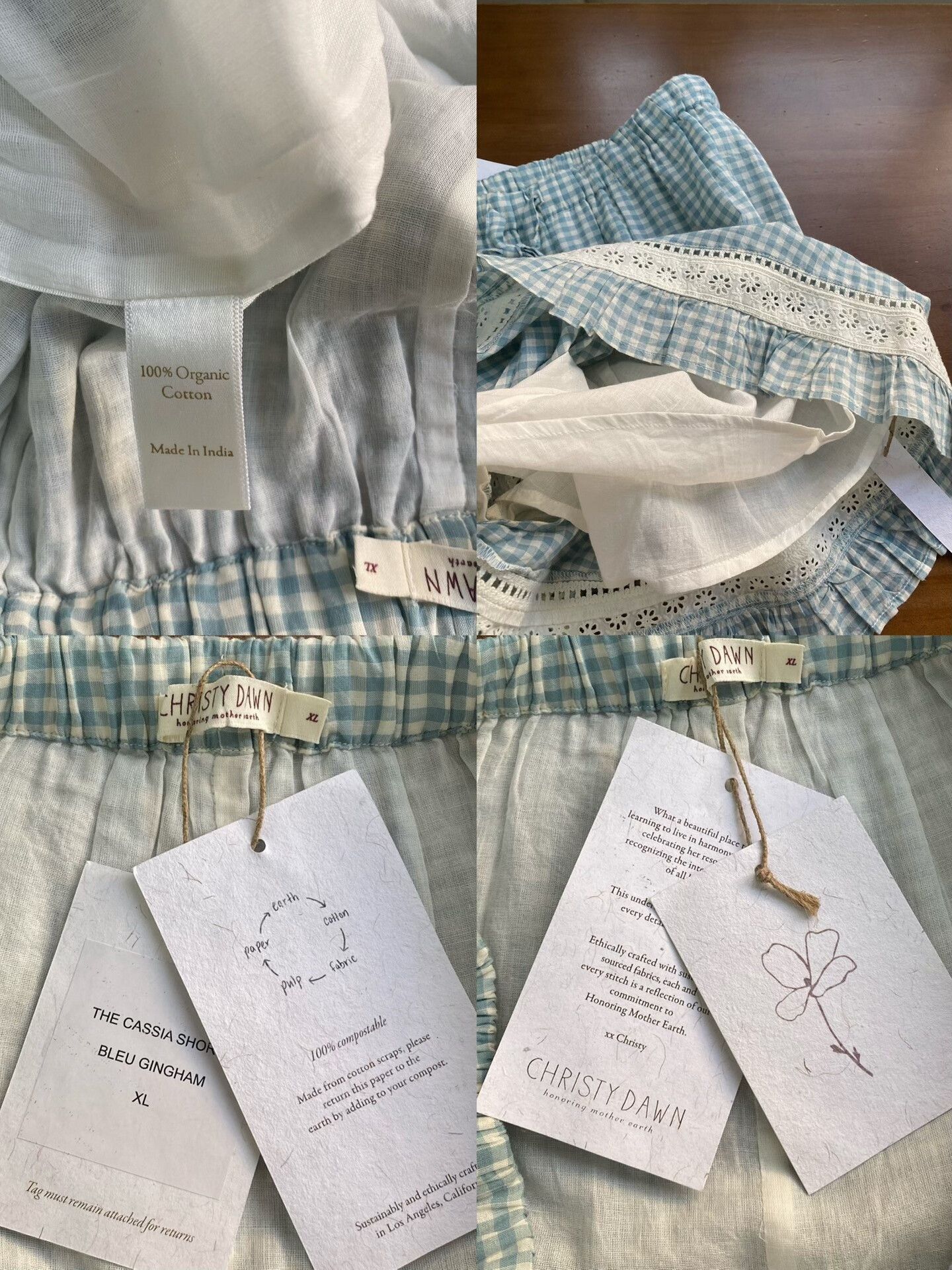 Christy Dawn Christy Dawn Blue White Check Shorts Size 42" / US 20 - 7 Thumbnail