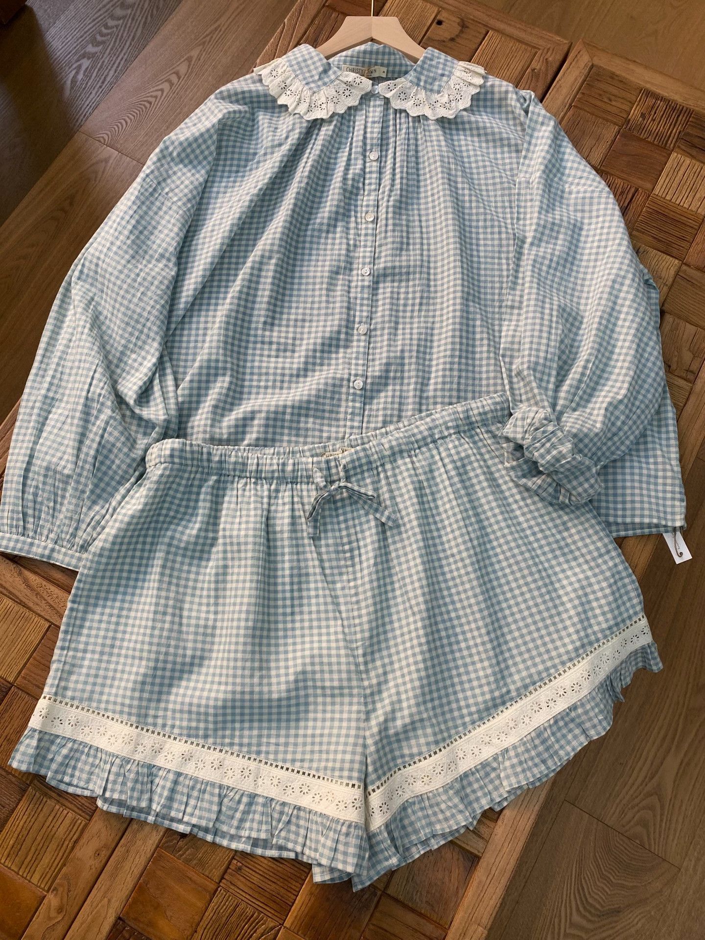 Christy Dawn Christy Dawn Blue White Check Shorts Size 42" / US 20 - 3 Thumbnail