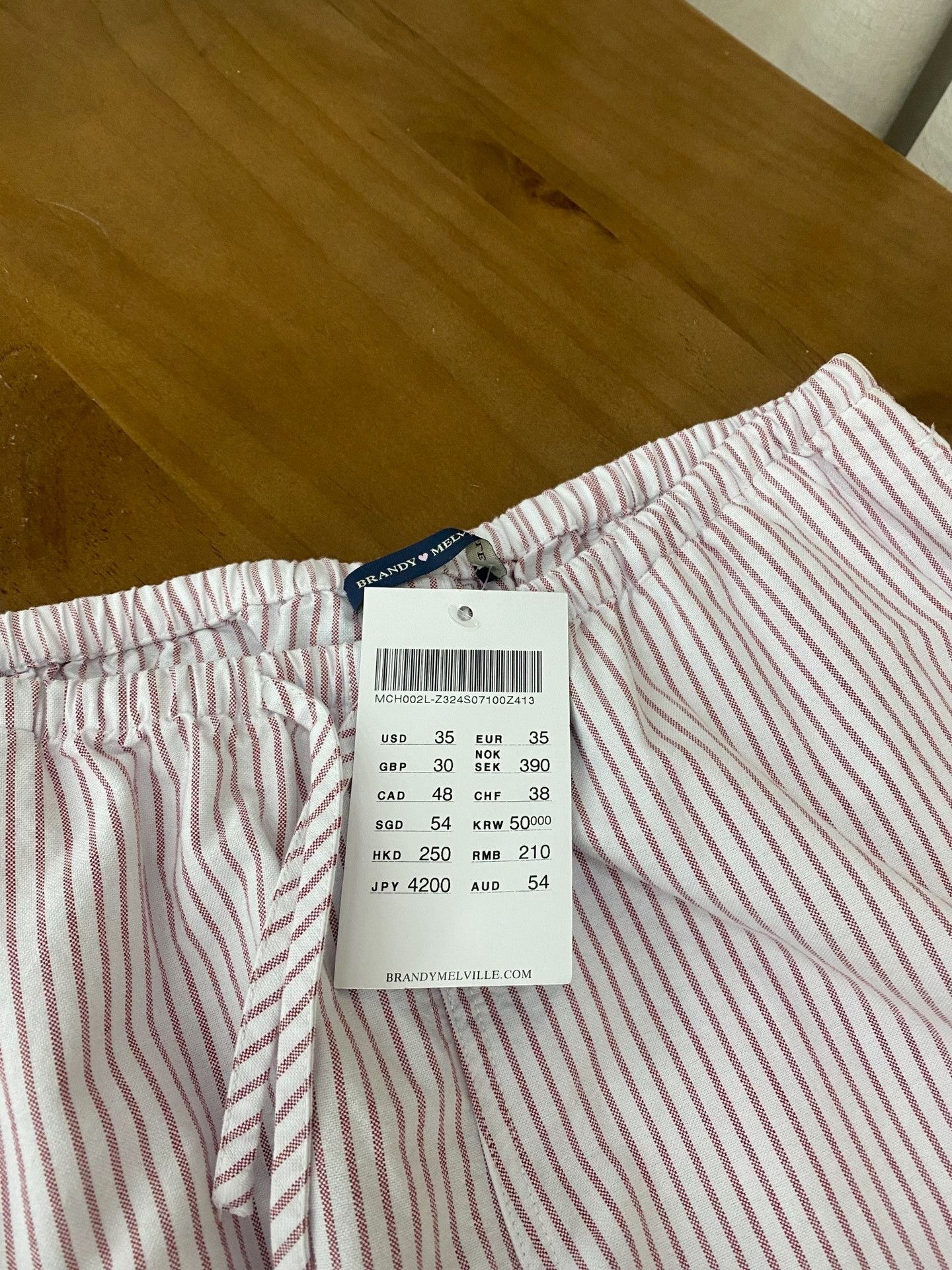 Brandy Melville Brandy Melville Red White Striped Pants Size 35" - 6 Thumbnail