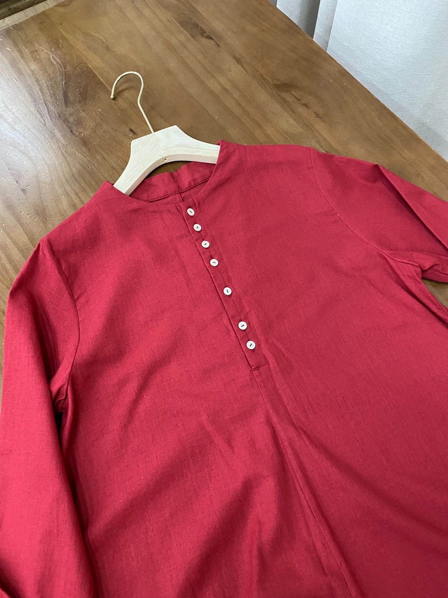 Palace Pallas Palace Red Linen Crew Neck Long Dress Size M / US 6-8 / IT 42-44 - 4 Thumbnail