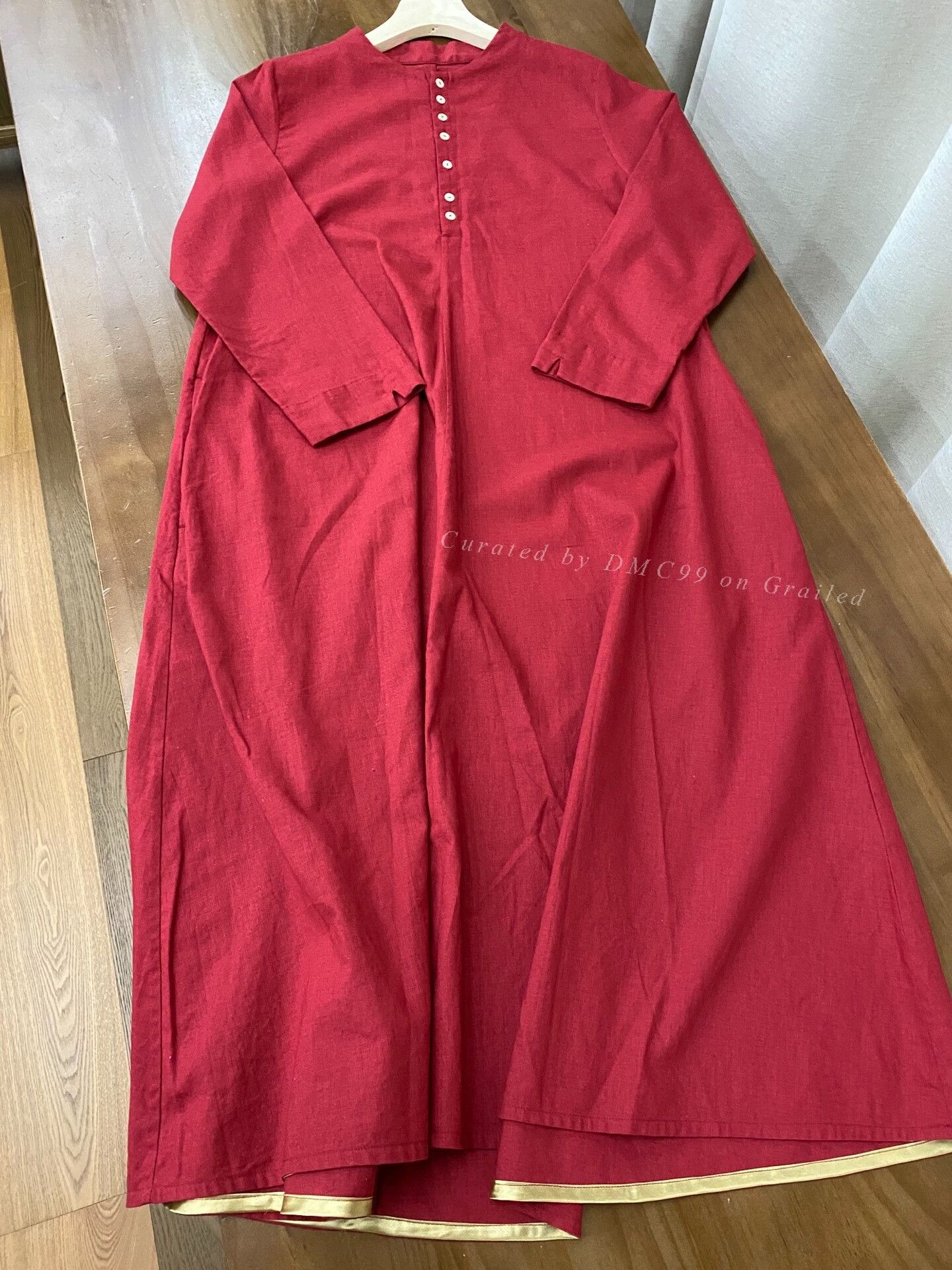 Palace Pallas Palace Red Linen Crew Neck Long Dress Size M / US 6-8 / IT 42-44 - 3 Thumbnail