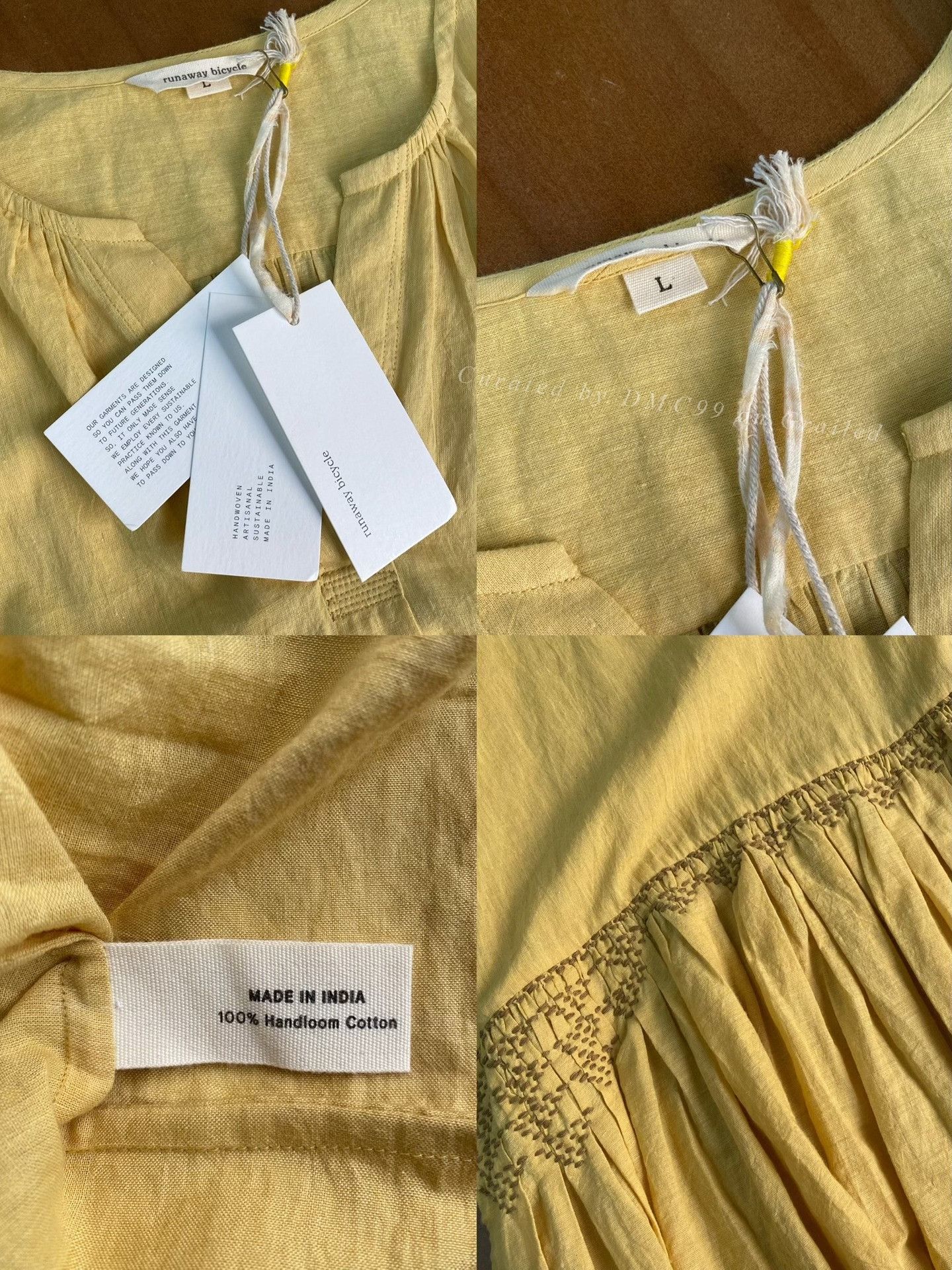 Other Indian Pleated Embroidered Linen Dress Size L / US 10 / IT 46 - 4 Thumbnail