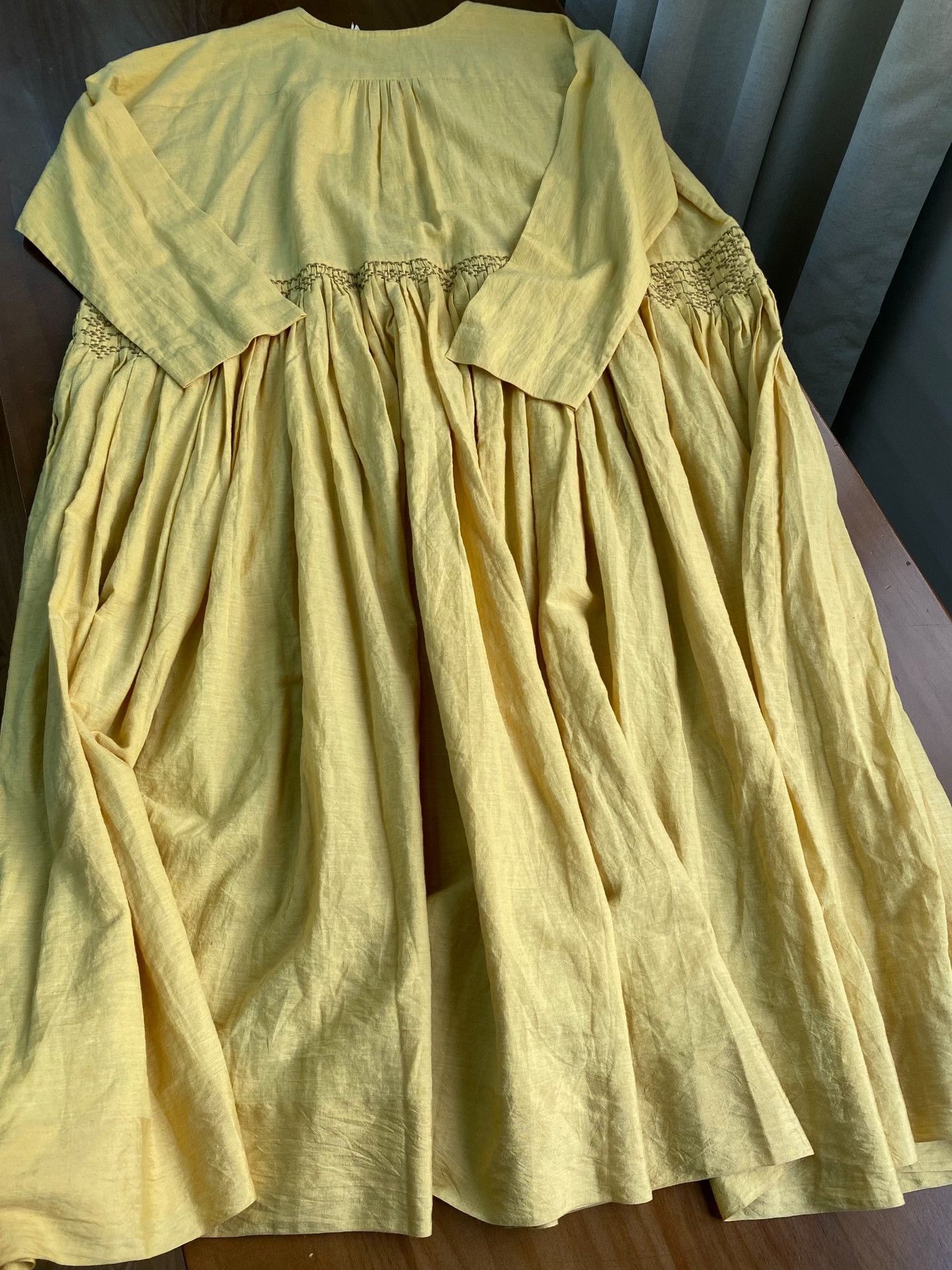 Other Indian Pleated Embroidered Linen Dress Size L / US 10 / IT 46 - 3 Thumbnail