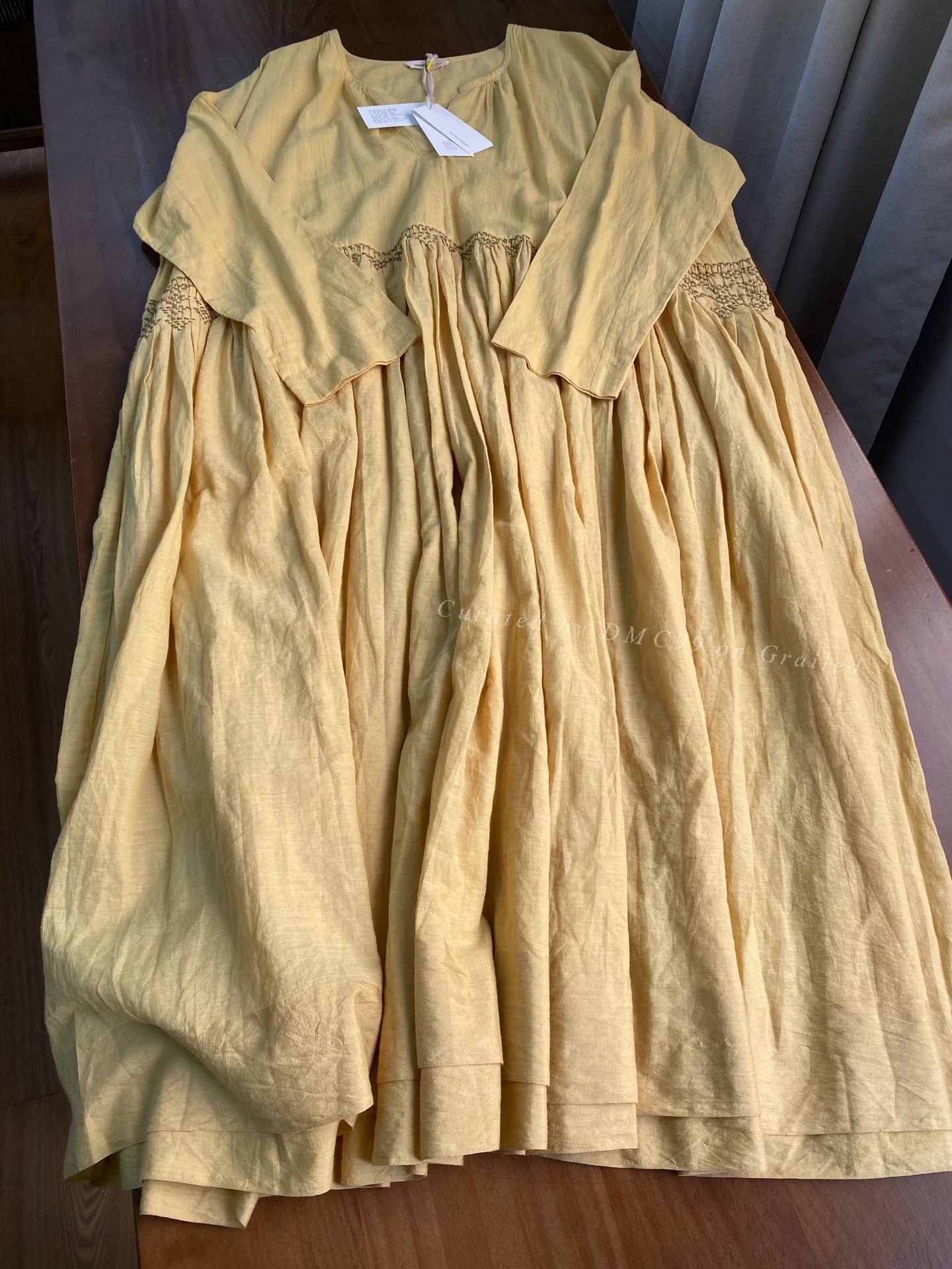 Other Indian Pleated Embroidered Linen Dress Size L / US 10 / IT 46 - 2 Thumbnail