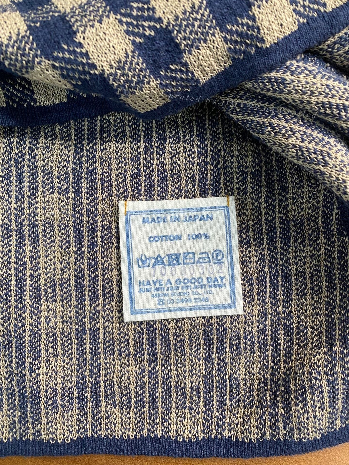45rpm 45R Navy Check Flutter Sleeve Knit Size M / US 6-8 / IT 42-44 - 8 Thumbnail