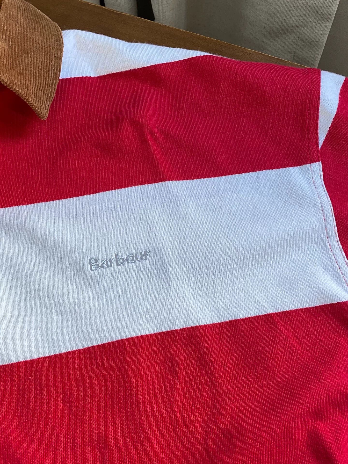 Barbour Barbour Red White Stripe Polo Shirt Size US L / EU 52-54 / 3 - 2 Thumbnail