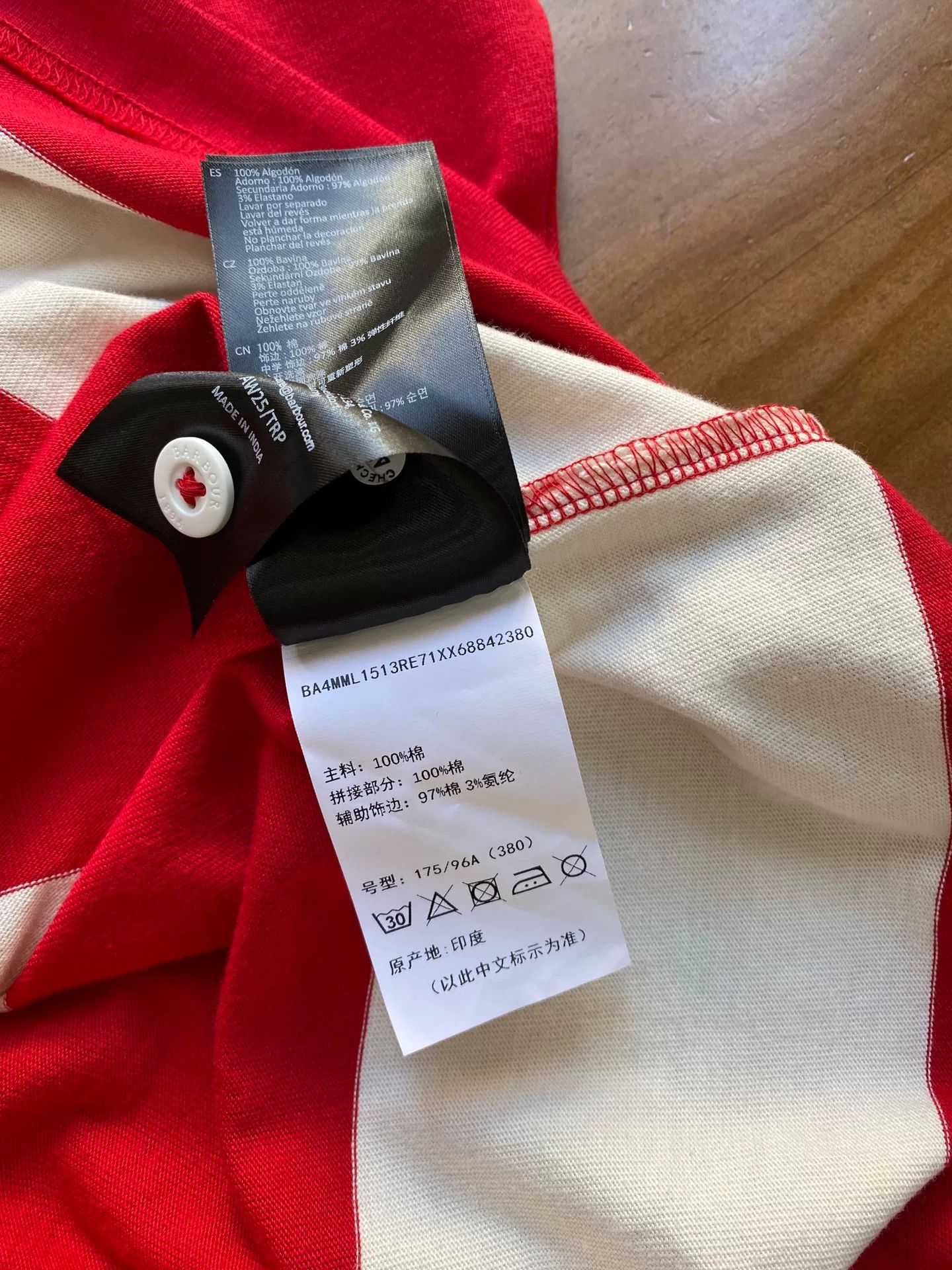 Barbour Barbour Red White Stripe Polo Shirt Size US L / EU 52-54 / 3 - 5 Thumbnail