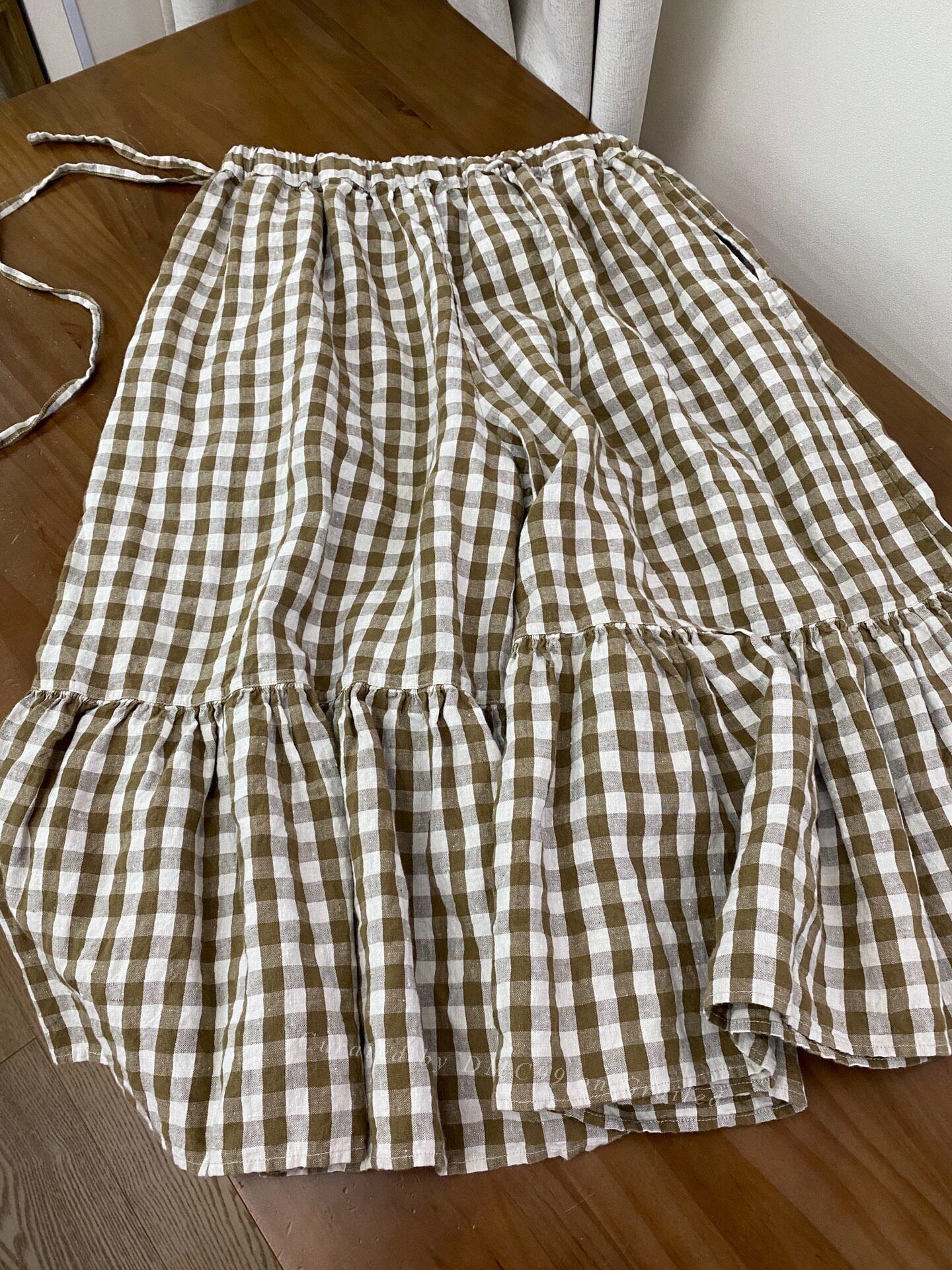 45rpm 45r Heavy Linen Check Culottes Skirt Size 32" / US 10 / IT 46 - 2 Thumbnail