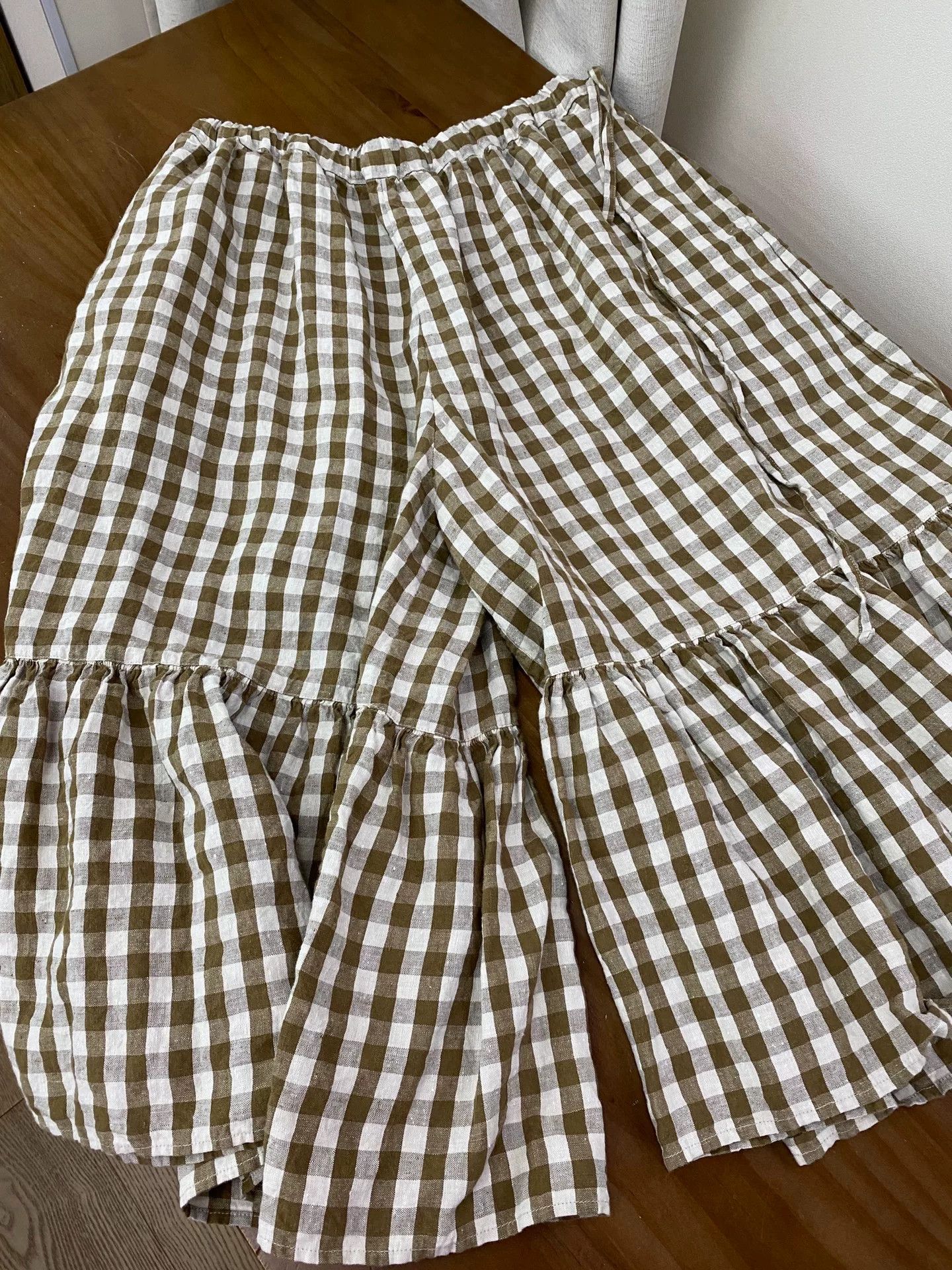 45rpm 45r Heavy Linen Check Culottes Skirt Size 32" / US 10 / IT 46 - 3 Thumbnail