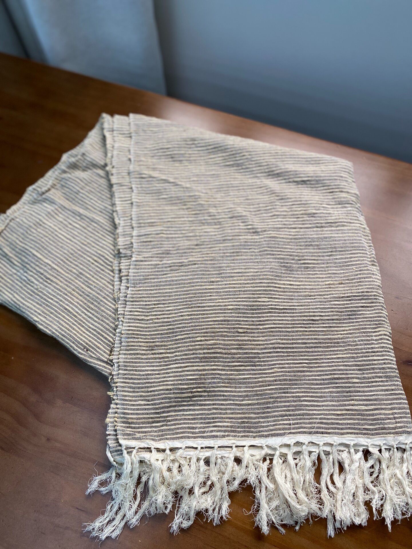 Other Simple Striped Tassel Silk Scarf Size ONE SIZE - 2 Thumbnail