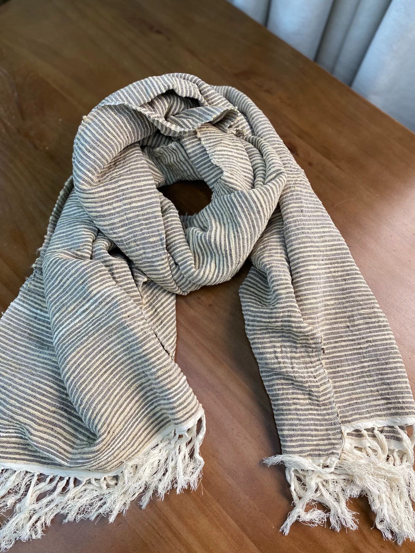 Other Simple Striped Tassel Silk Scarf Size ONE SIZE - 3 Thumbnail