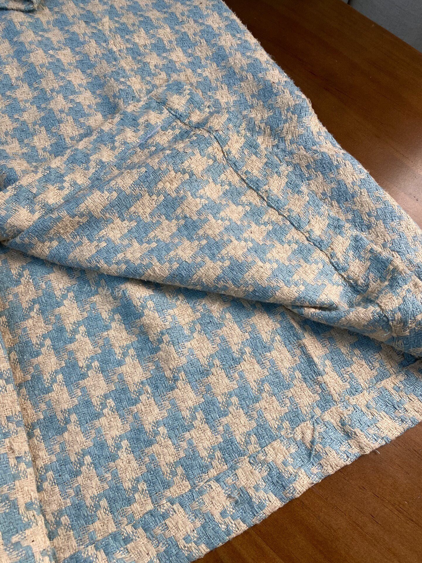 Other Light Blue Houndstooth Silk Stand Collar Coat Size M / US 6-8 / IT 42-44 - 5 Thumbnail