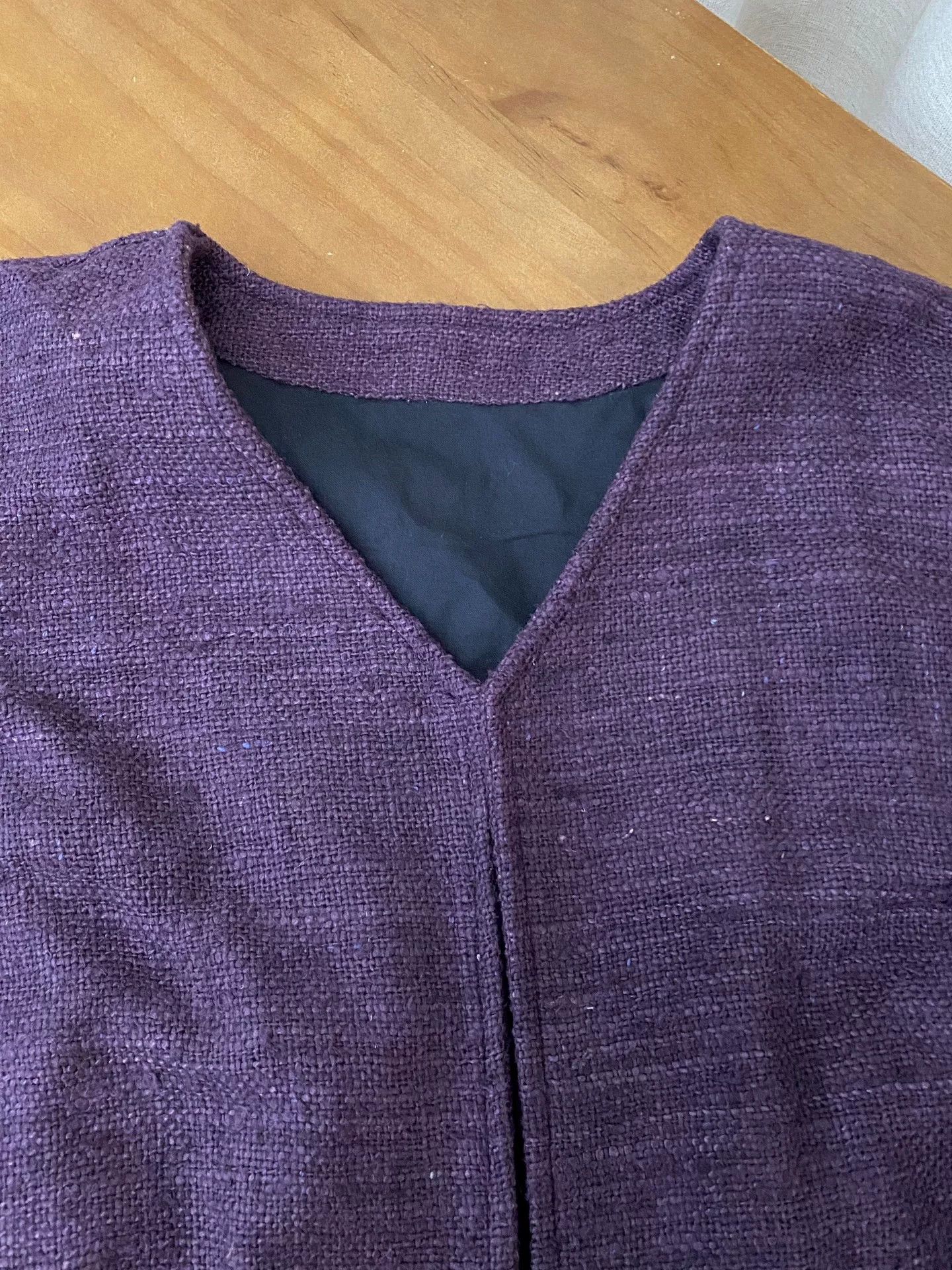 Other Deep Purple Tussah Silk V-Neck Coat Size M / US 6-8 / IT 42-44 - 3 Thumbnail