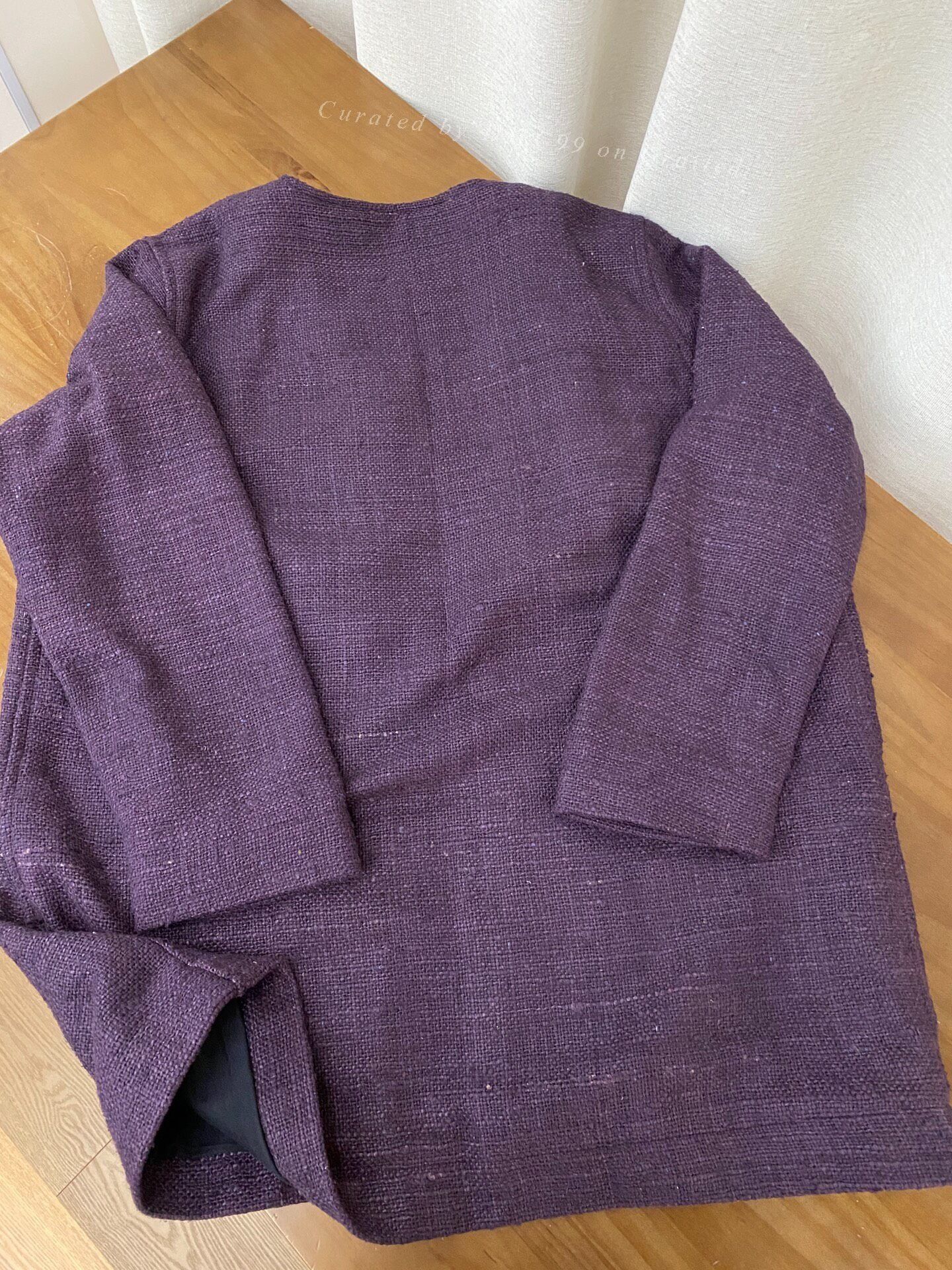 Other Deep Purple Tussah Silk V-Neck Coat Size M / US 6-8 / IT 42-44 - 2 Thumbnail