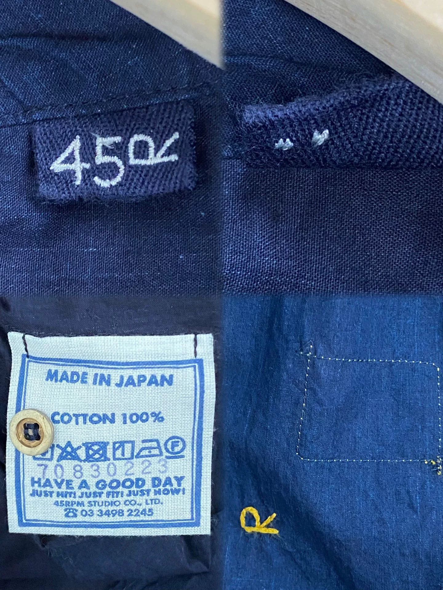 45rpm 45R Indigo Bow Shirt Size M / US 6-8 / IT 42-44 - 9 Thumbnail