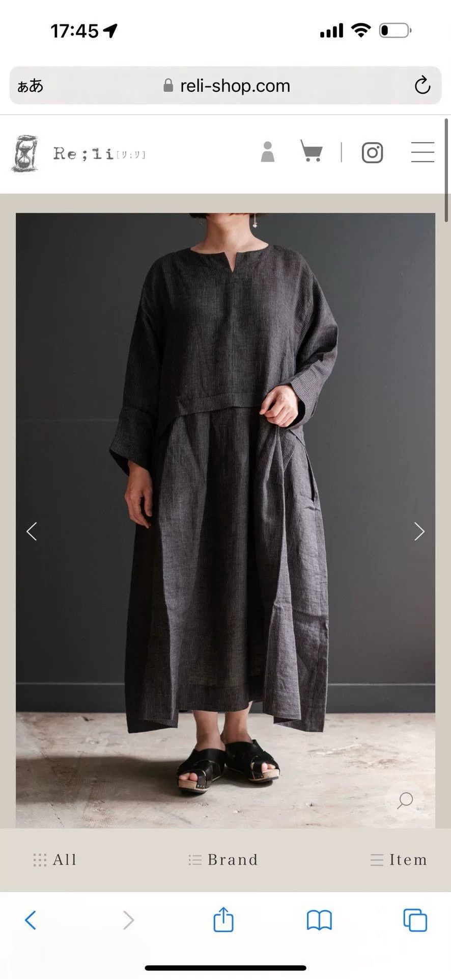 Muji muku Black Striped Linen Dress Size M / US 6-8 / IT 42-44 - 8 Thumbnail