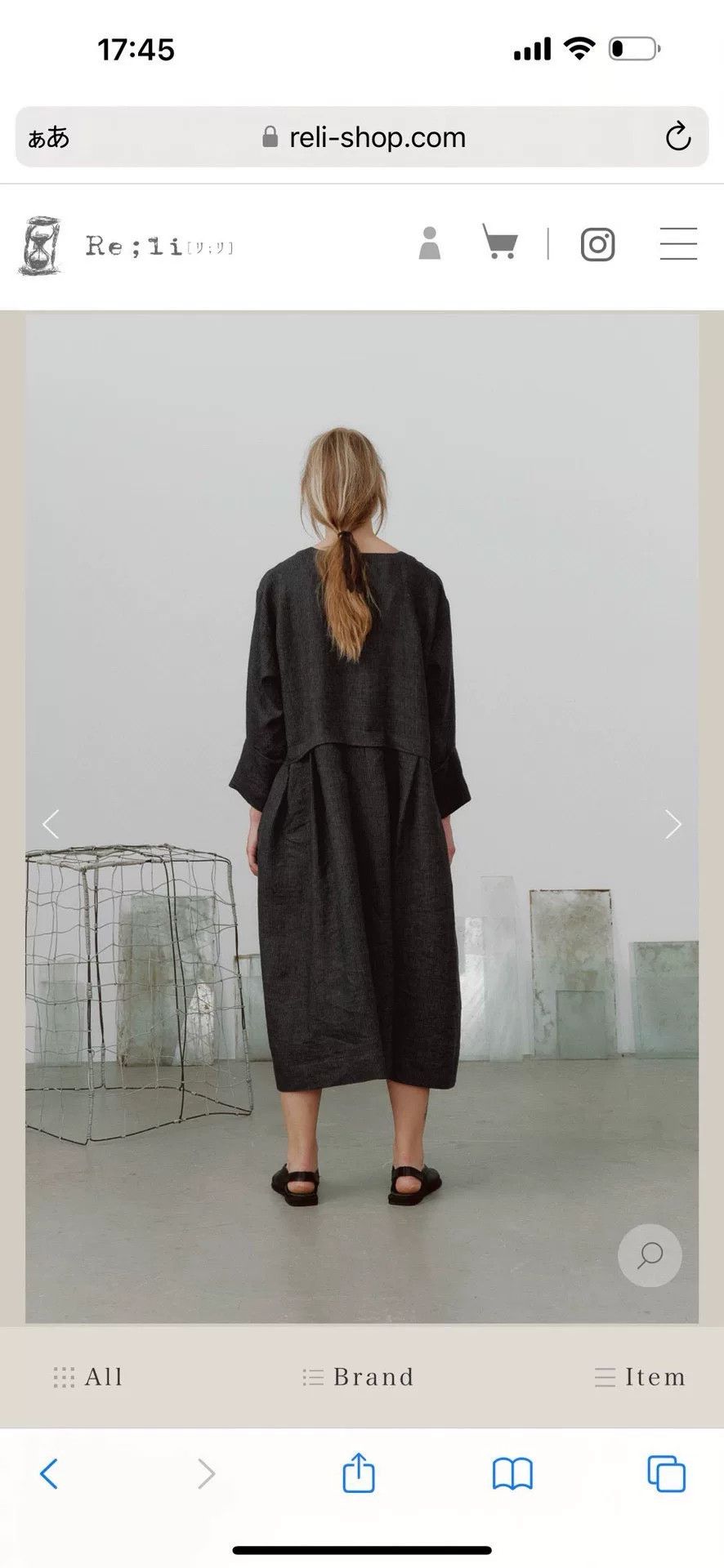 Muji muku Black Striped Linen Dress Size M / US 6-8 / IT 42-44 - 7 Thumbnail