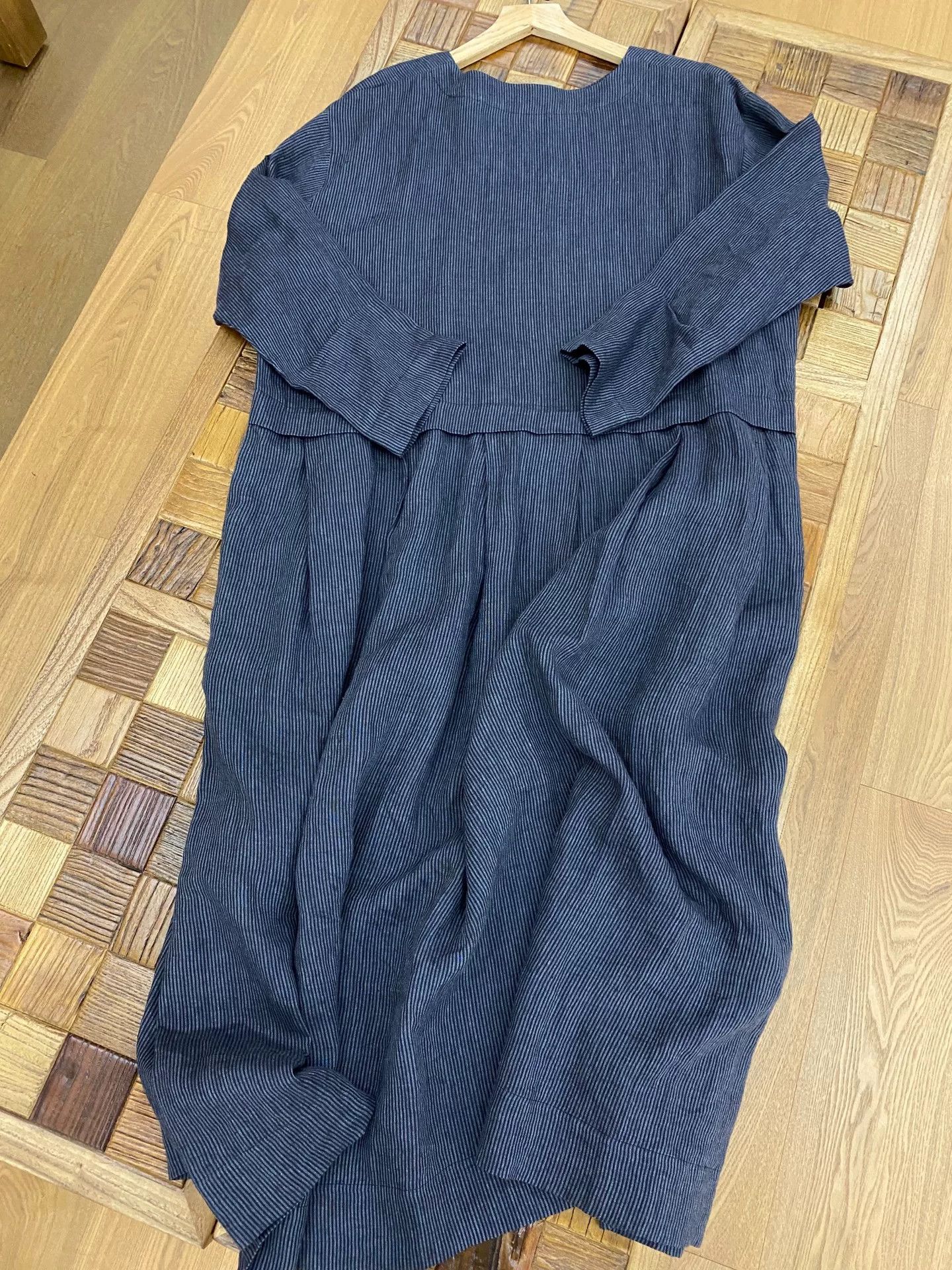 Muji muku Black Striped Linen Dress Size M / US 6-8 / IT 42-44 - 5 Thumbnail