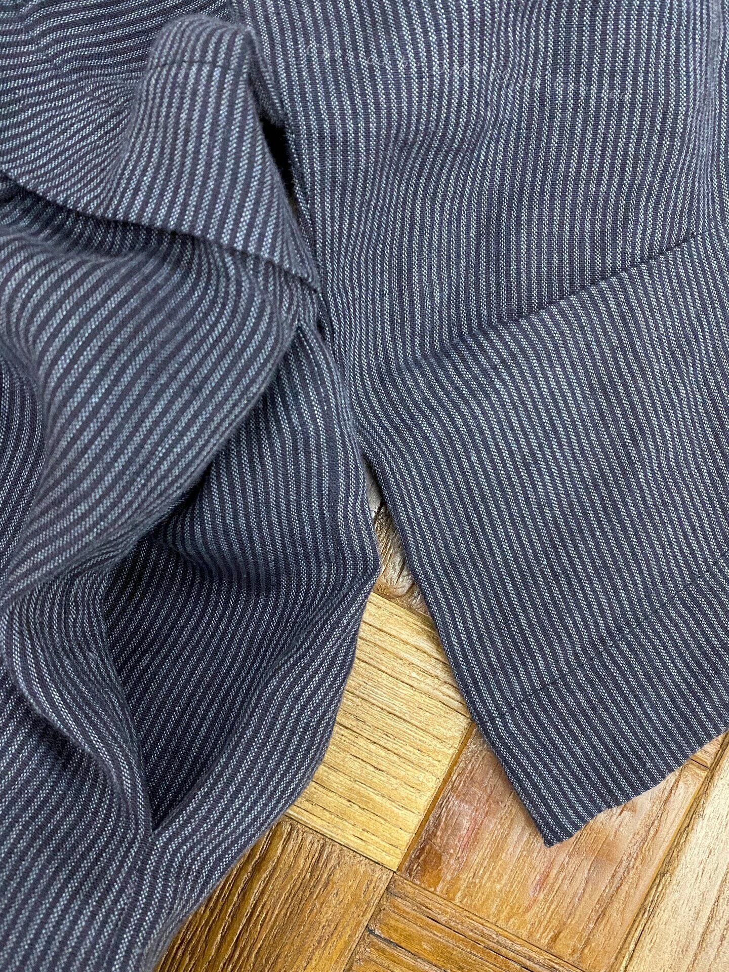 Muji muku Black Striped Linen Dress Size M / US 6-8 / IT 42-44 - 4 Thumbnail