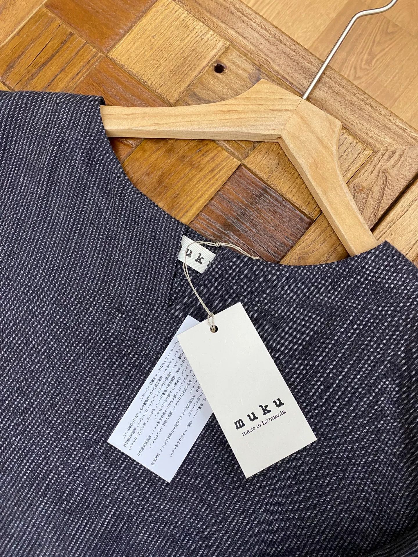 Muji muku Black Striped Linen Dress Size M / US 6-8 / IT 42-44 - 3 Thumbnail