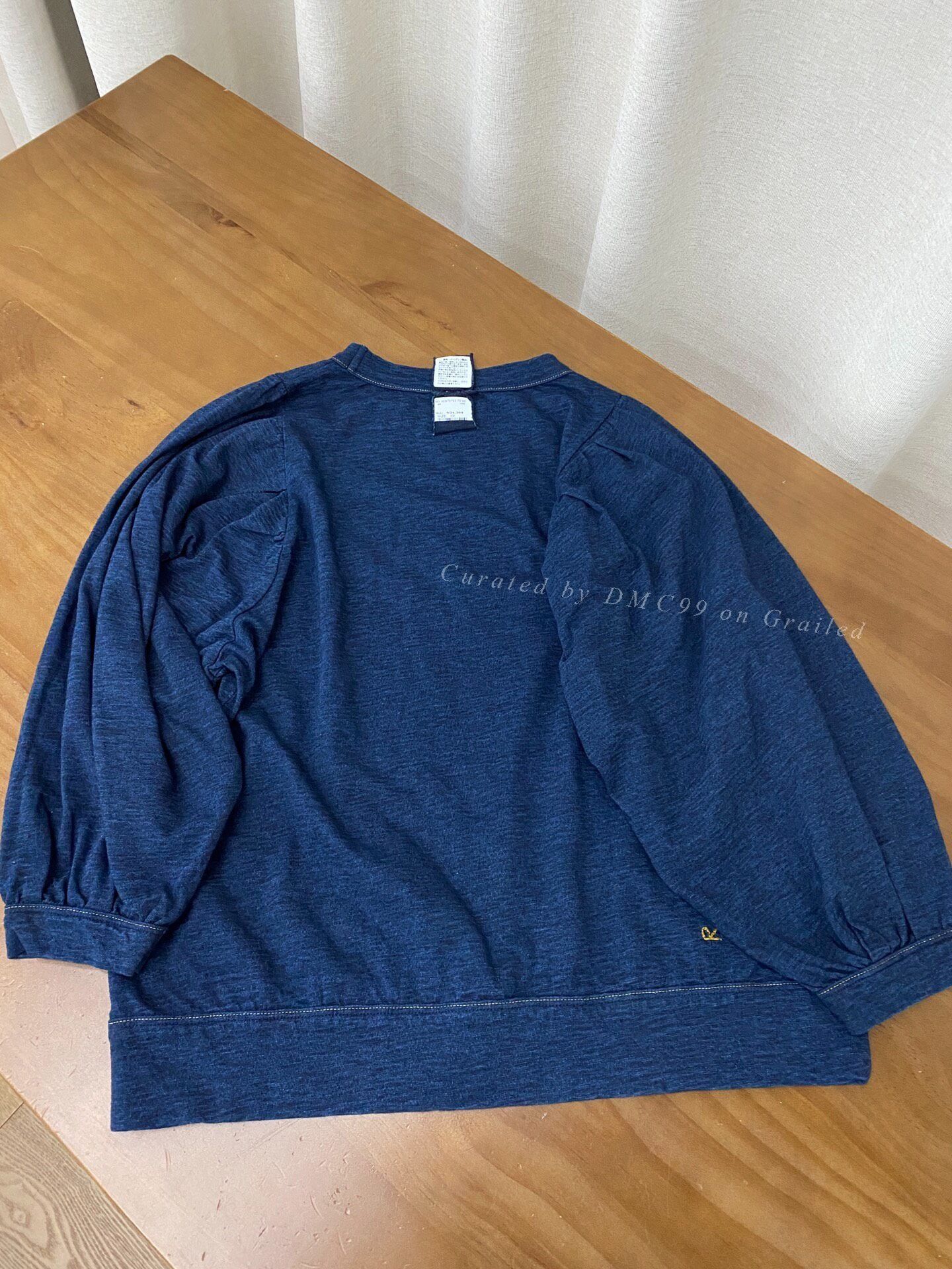 45rpm 45R Indigo Cotton Puff Sleeve Top Size L / US 10 / IT 46 - 4 Thumbnail