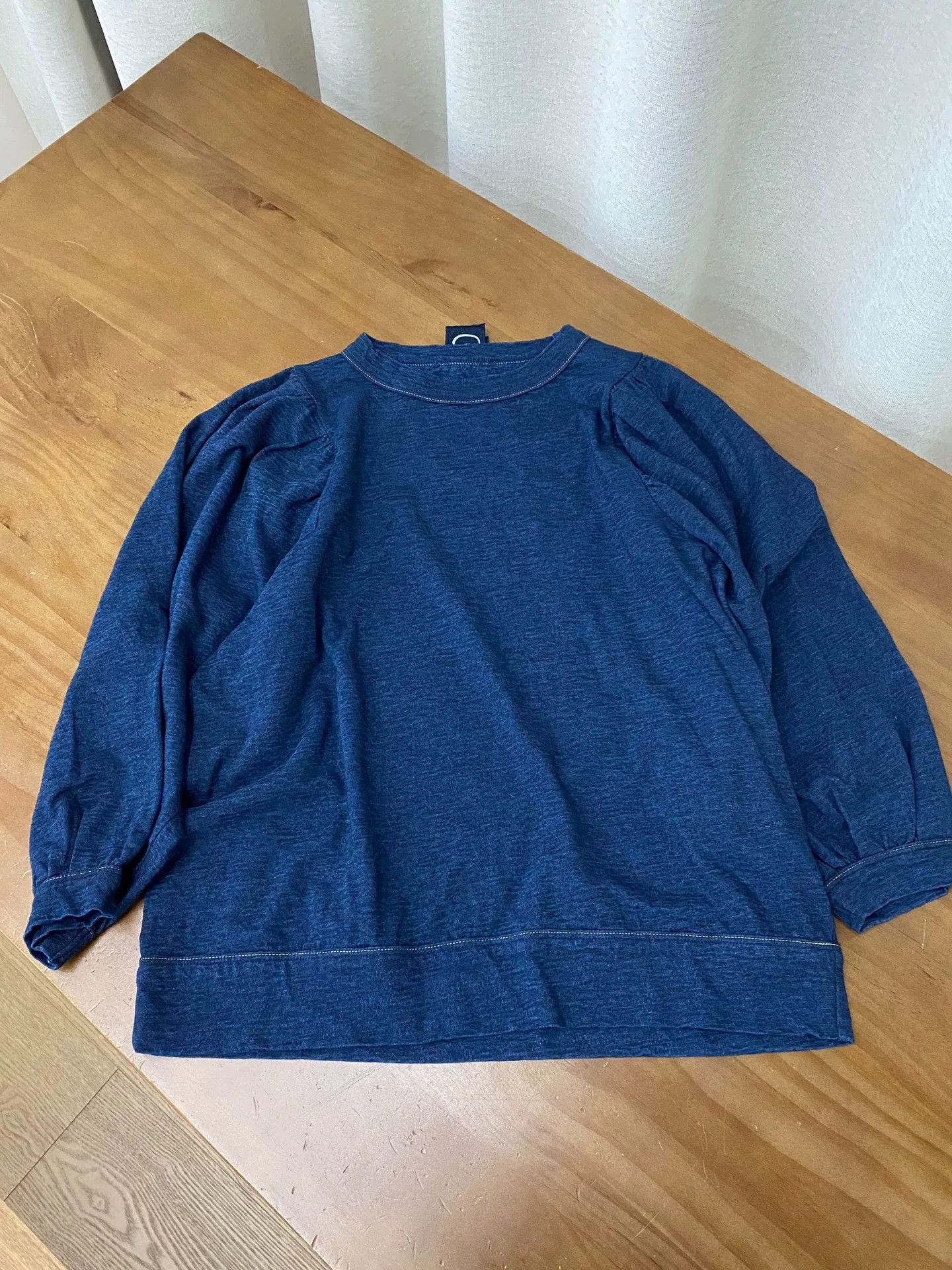 45rpm 45R Indigo Cotton Puff Sleeve Top Size L / US 10 / IT 46 - 3 Thumbnail