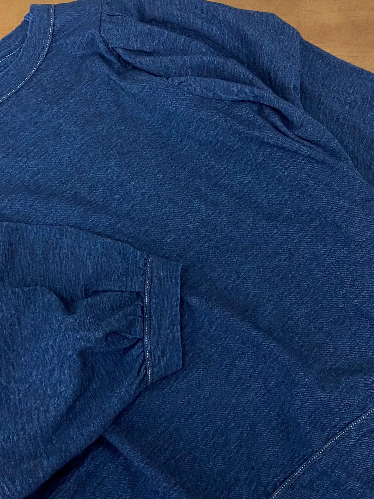 45rpm 45R Indigo Cotton Puff Sleeve Top Size L / US 10 / IT 46 - 5 Thumbnail