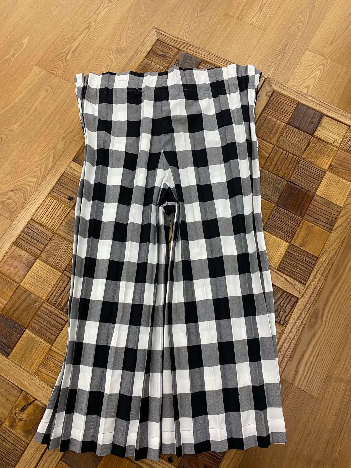 Pleats Please Issey Miyake Issey Miyake Black White Check Wide-Leg Pants Size 32" / US 10 / IT 46 - 4 Thumbnail