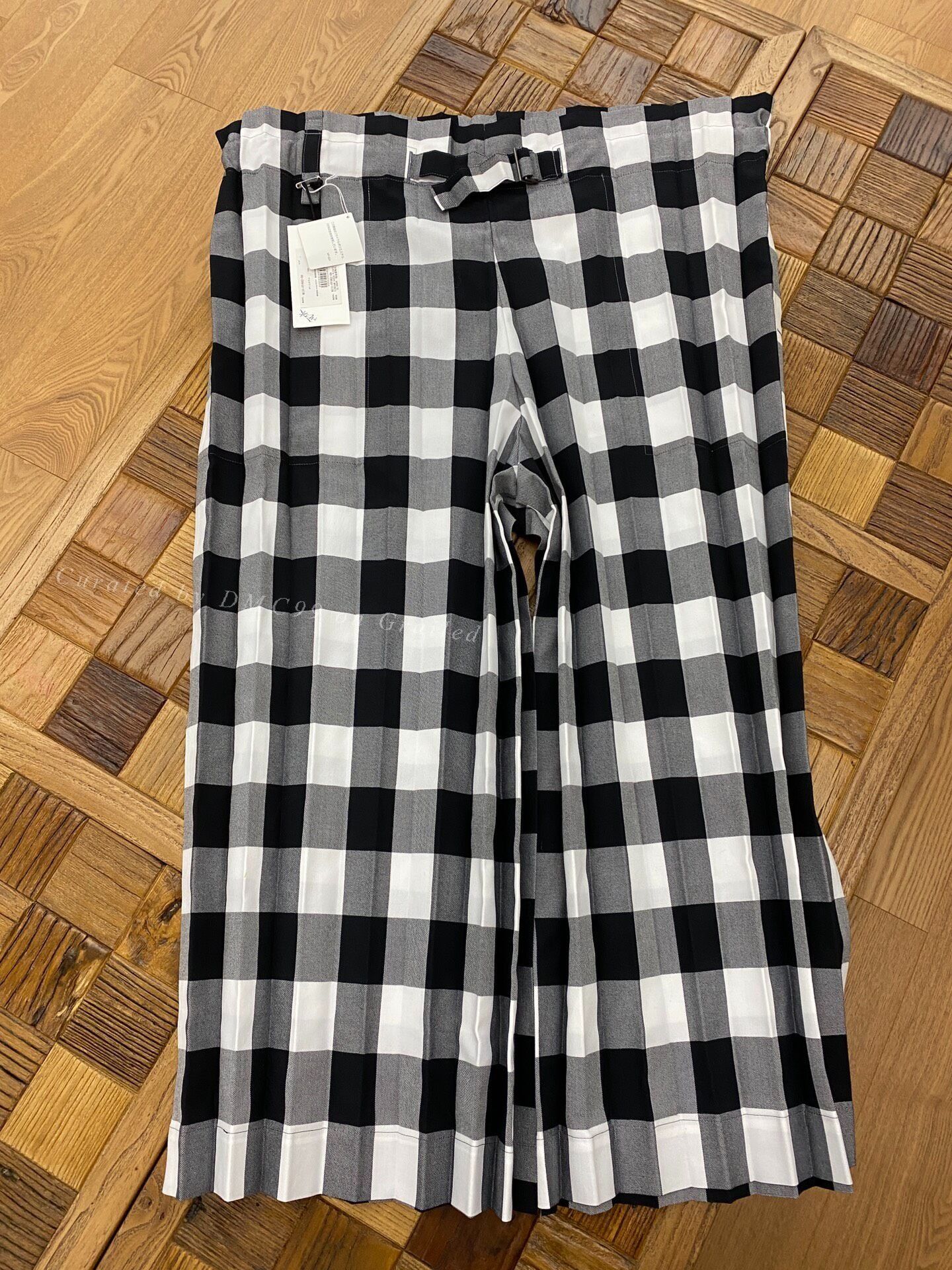 Pleats Please Issey Miyake Issey Miyake Black White Check Wide-Leg Pants Size 32" / US 10 / IT 46 - 2 Thumbnail