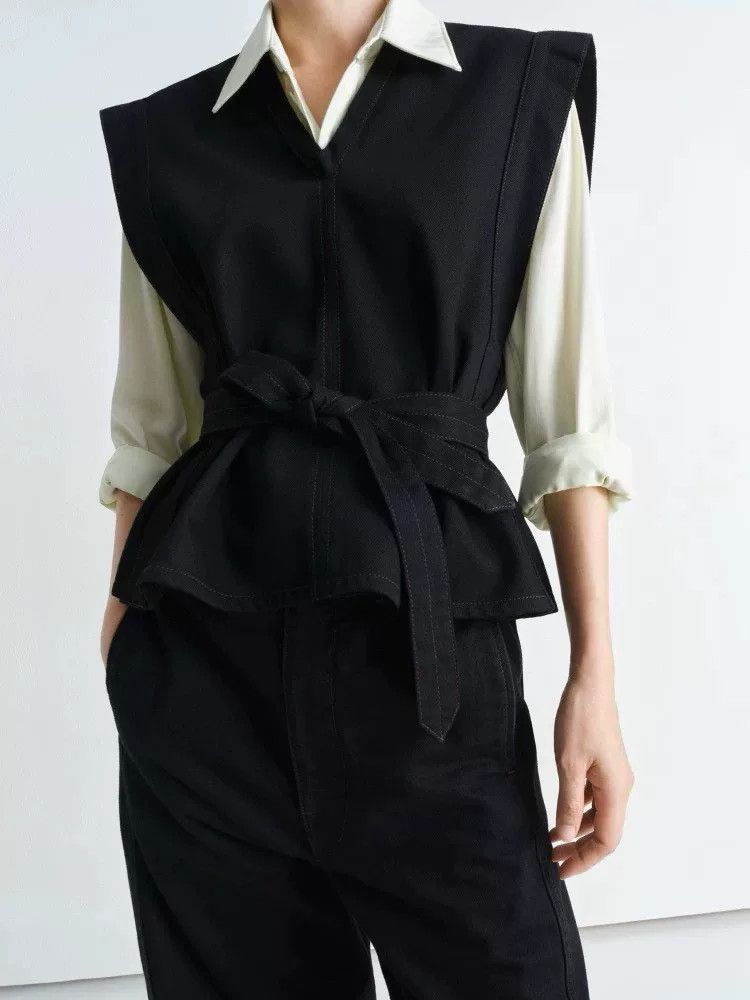 Lemaire Lemaire Black Waist-Cinched Sleeveless Top Size S / US 4 / IT 40 - 7 Thumbnail