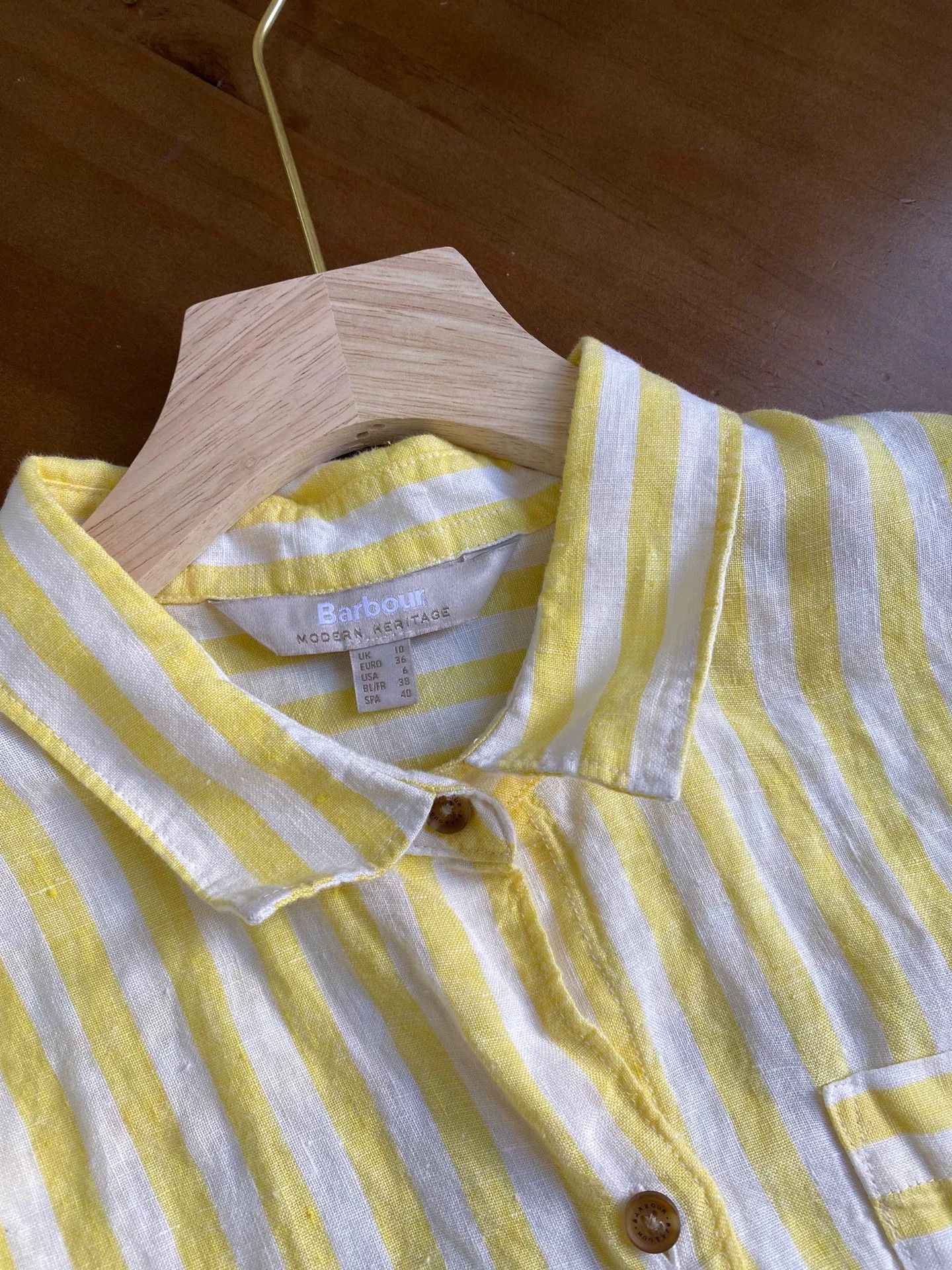 Barbour Barbour Casual Yellow White Striped Shirt Size US M / EU 48-50 / 2 - 4 Thumbnail