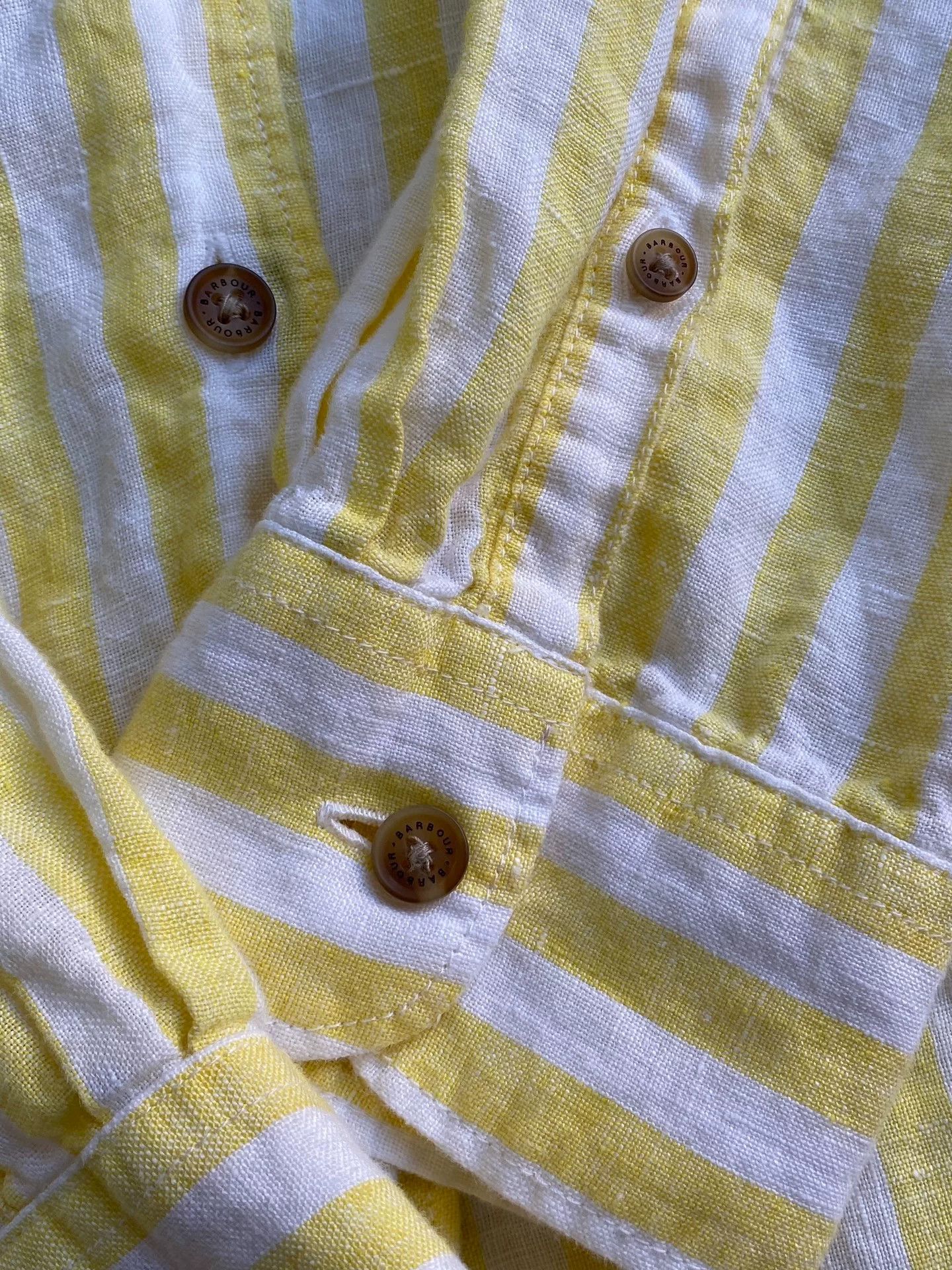 Barbour Barbour Casual Yellow White Striped Shirt Size US M / EU 48-50 / 2 - 3 Thumbnail