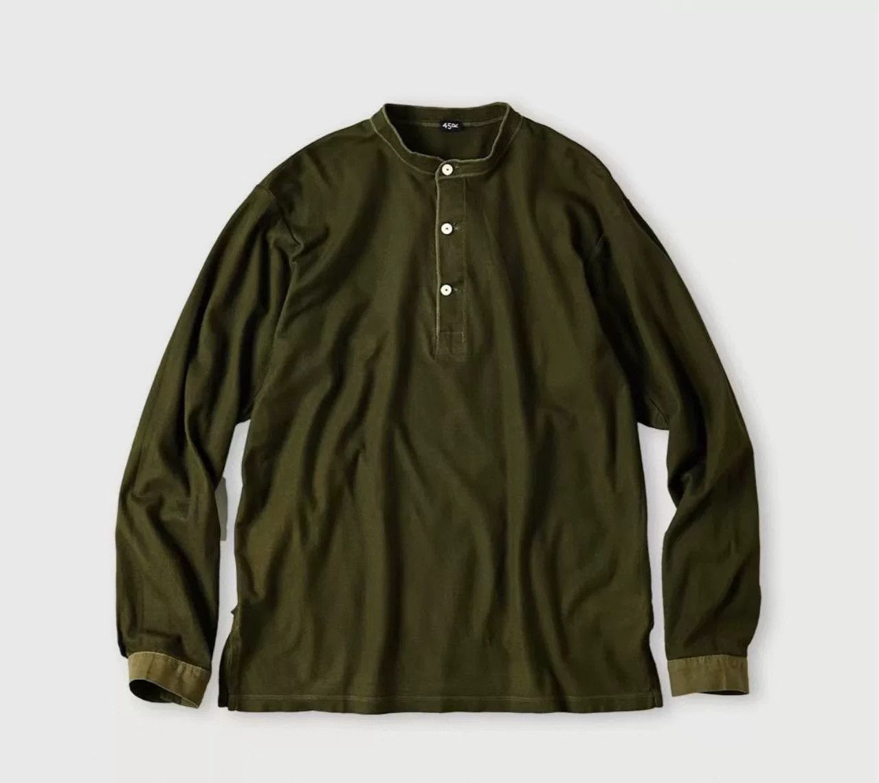 45rpm 45R Army Green Pique Cotton Long-Sleeve Size US M / EU 48-50 / 2 - 3 Thumbnail