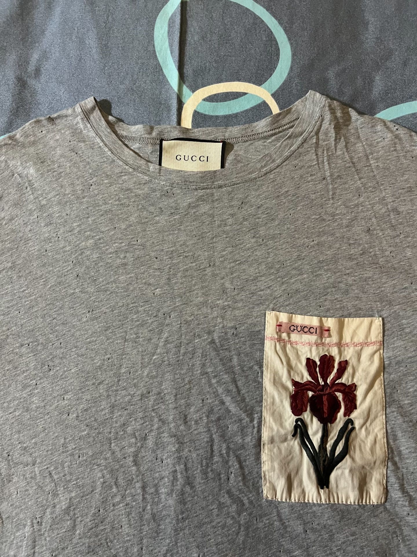 Gucci Gucci Floral Embroidery Wormhole T-Shirt Size US M / EU 48-50 / 2 - 2 Thumbnail