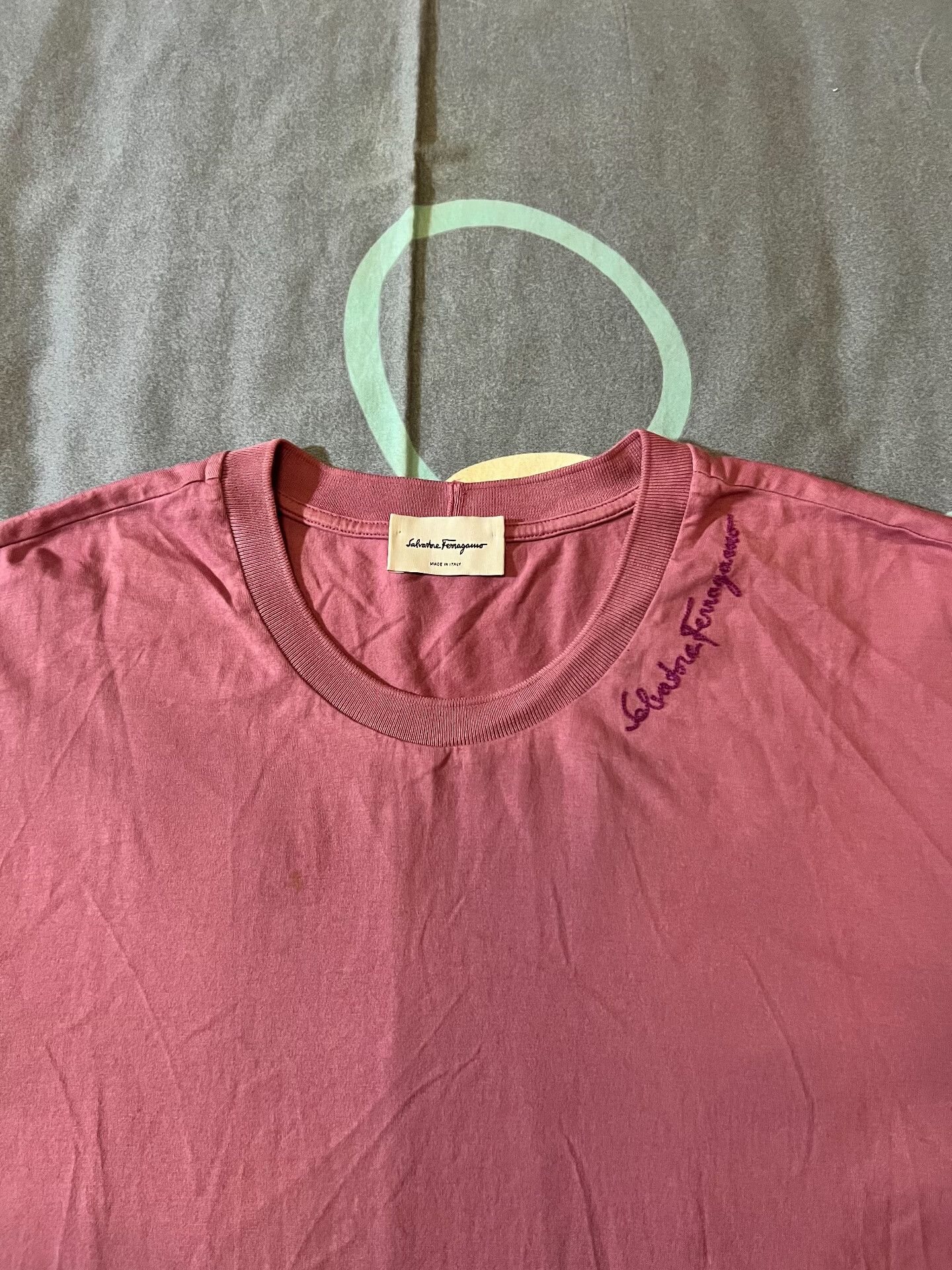 Salvatore Ferragamo Ferragamo Logo Embroidered Short-Sleeve T-Shirt Size US XXL / EU 58 / 5 - 2 Thumbnail