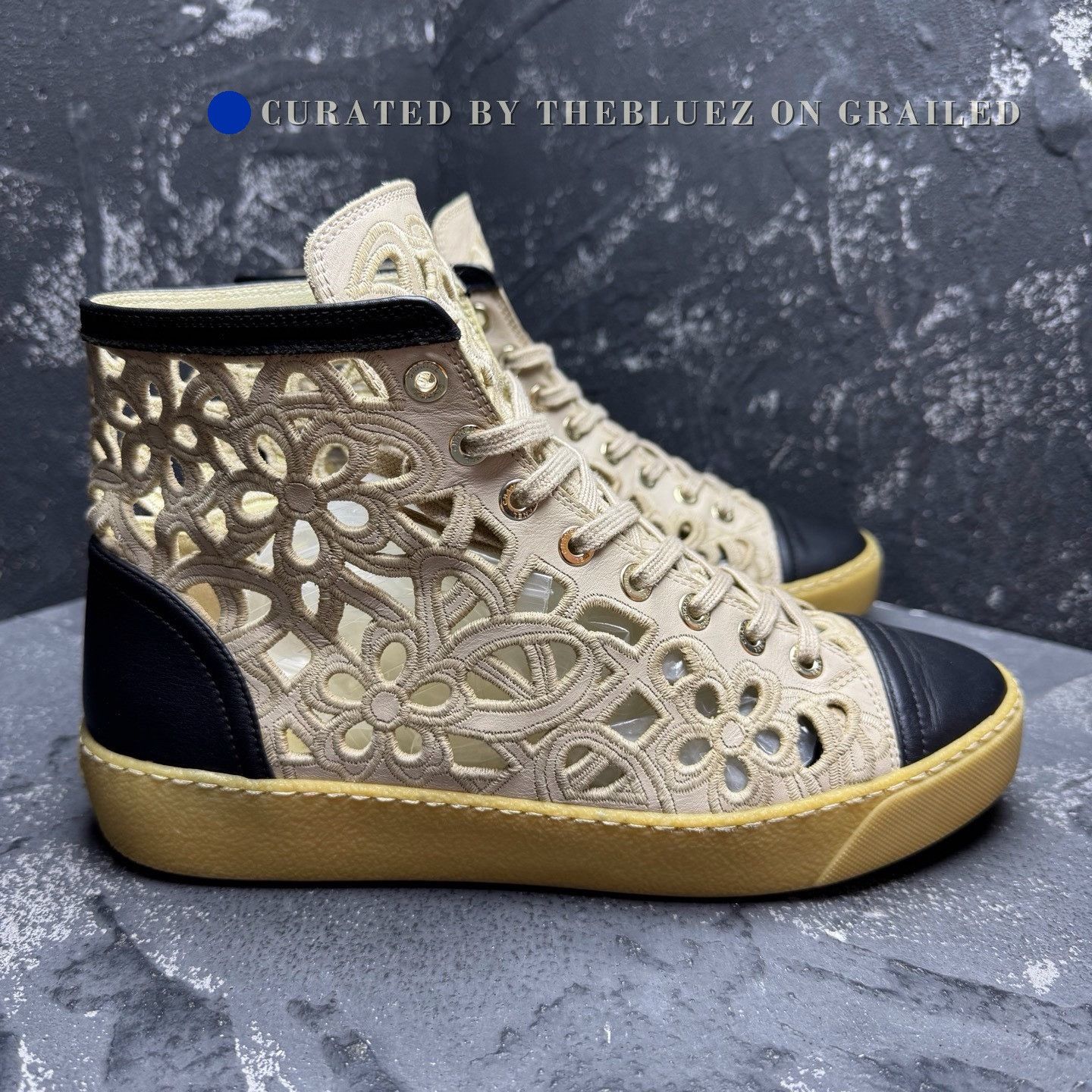 Chanel Chanel Brown Cut-Out High-Top Sneakers Size US 7 / IT 37 - 4 Thumbnail