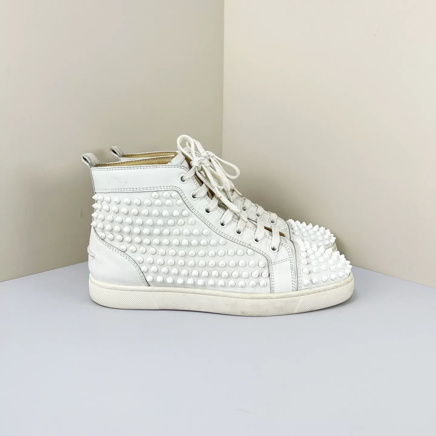 Christian Louboutin Christian Louboutin White Studded High-Top Size US 7 / EU 40 - 4 Thumbnail