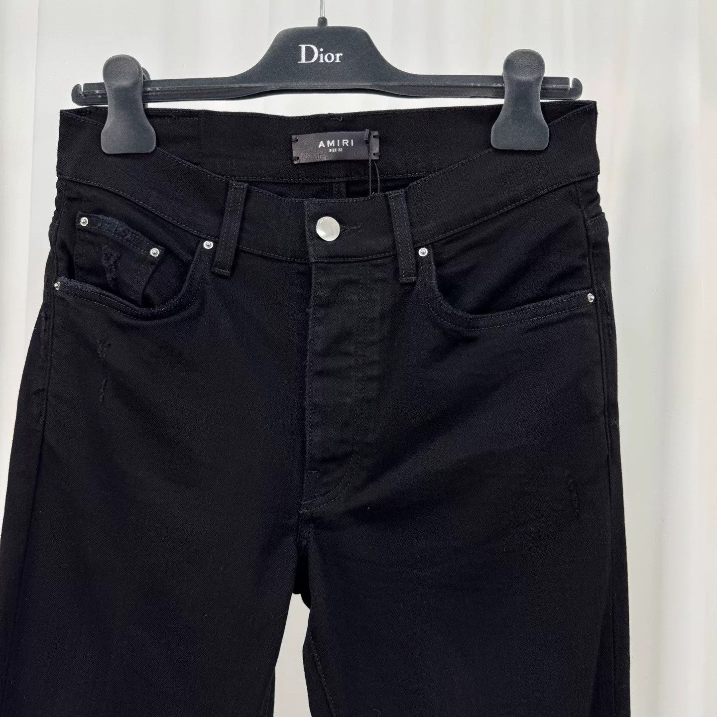 Amiri Amiri Black Washed Leather Patch Jeans Size US 32 / EU 48 - 3 Thumbnail