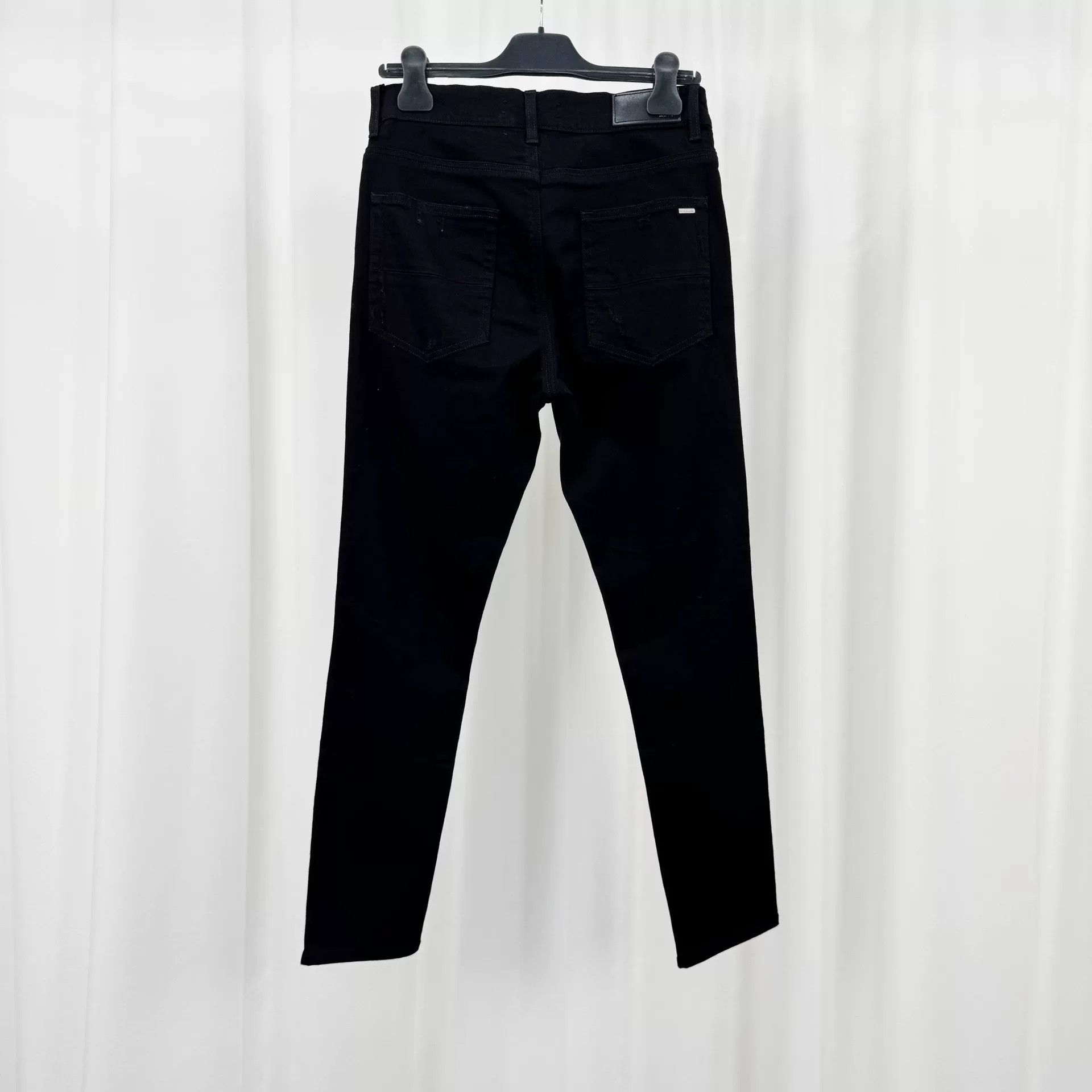 Amiri Amiri Black Washed Leather Patch Jeans Size US 32 / EU 48 - 2 Thumbnail