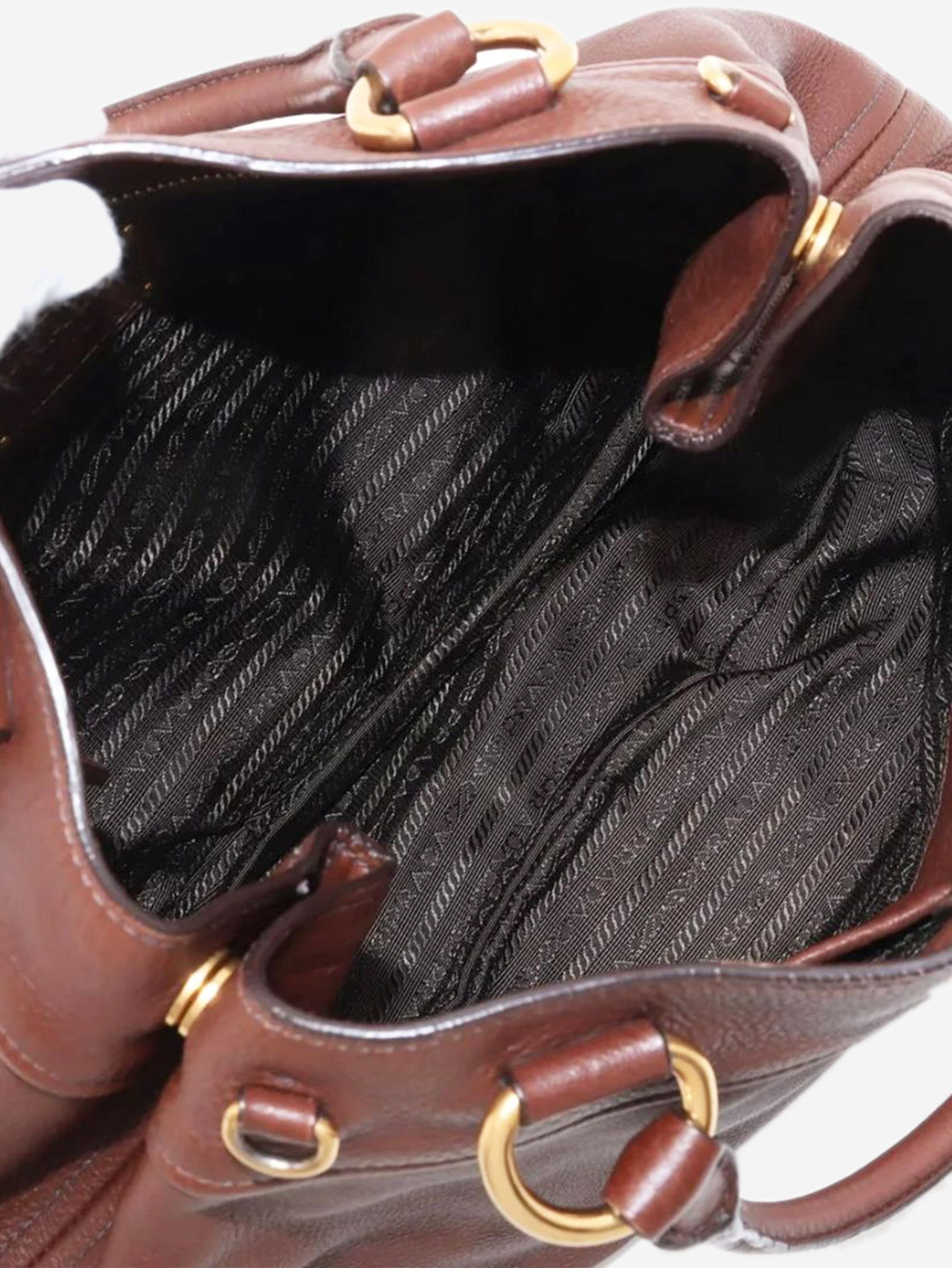 Prada Brown Vitello Daino leather 2way bag Size ONE SIZE - 16 Thumbnail