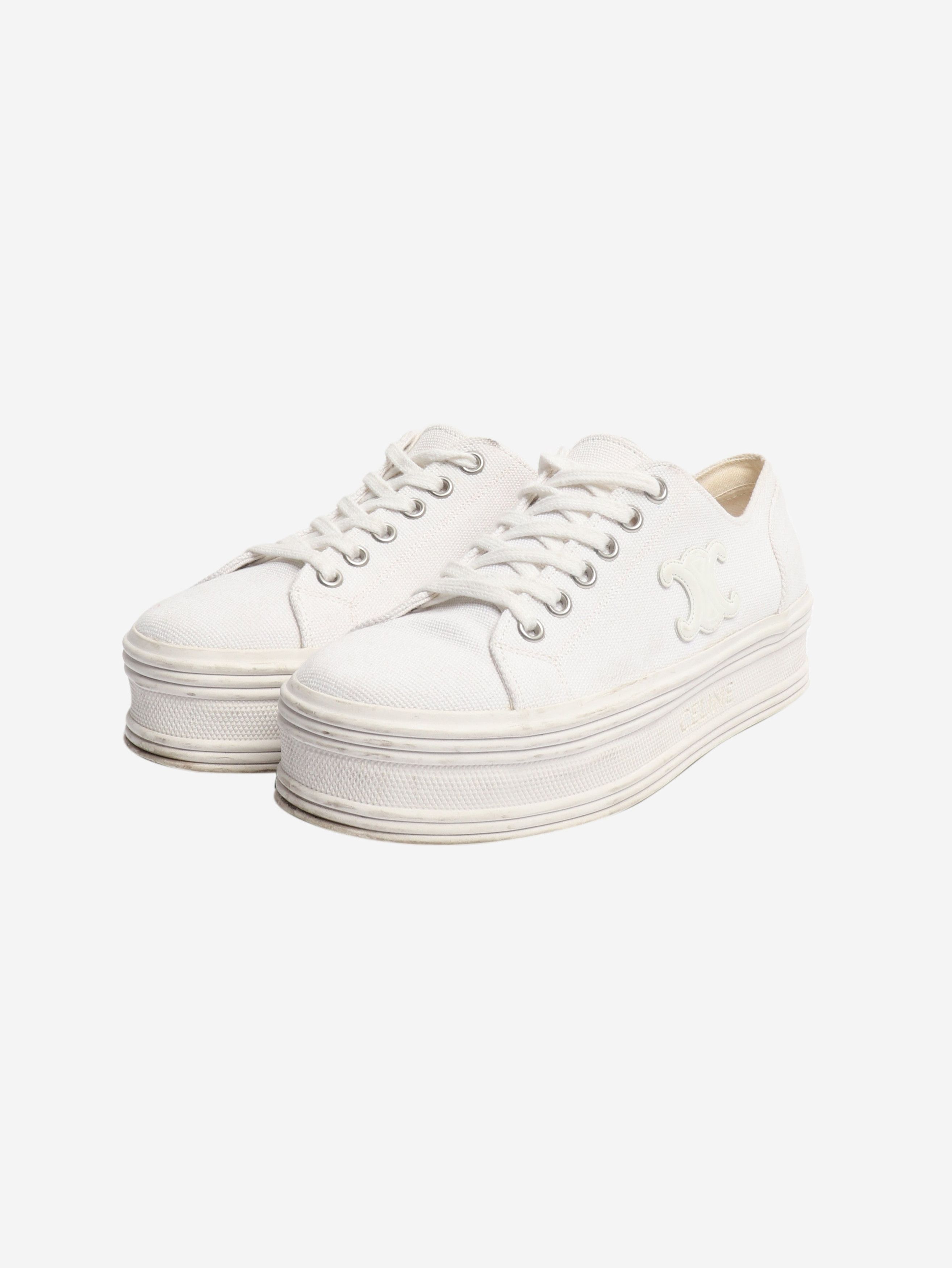 Celine White Jane low-top canvas sneakers - EU 35 Size US 4 / IT 34 - 2 Thumbnail