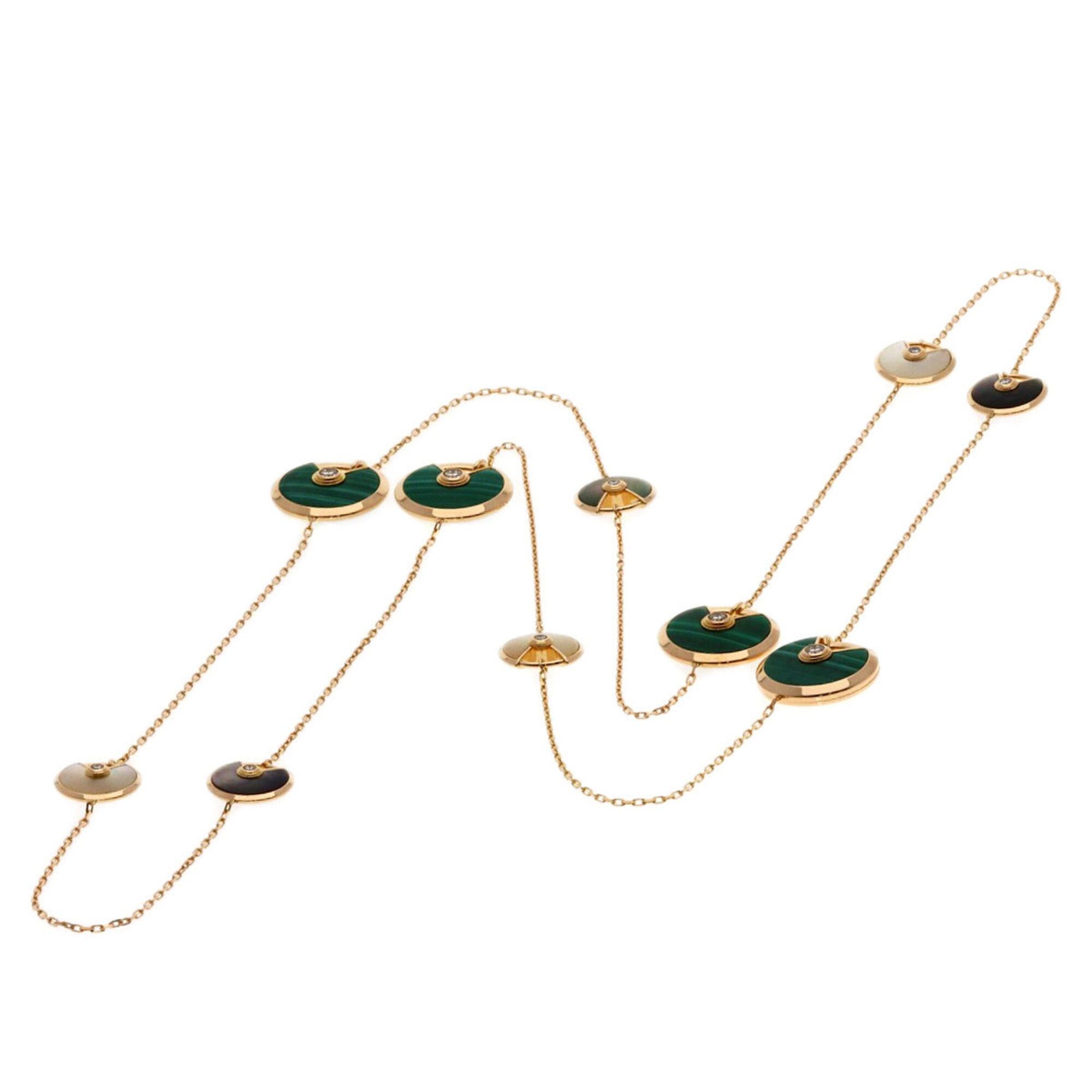 Cartier Cartier Amulette Malachite Shell Diamond Long Necklace 18K Pink Gold Women's CARTIER Size ONE SIZE - 6 Thumbnail